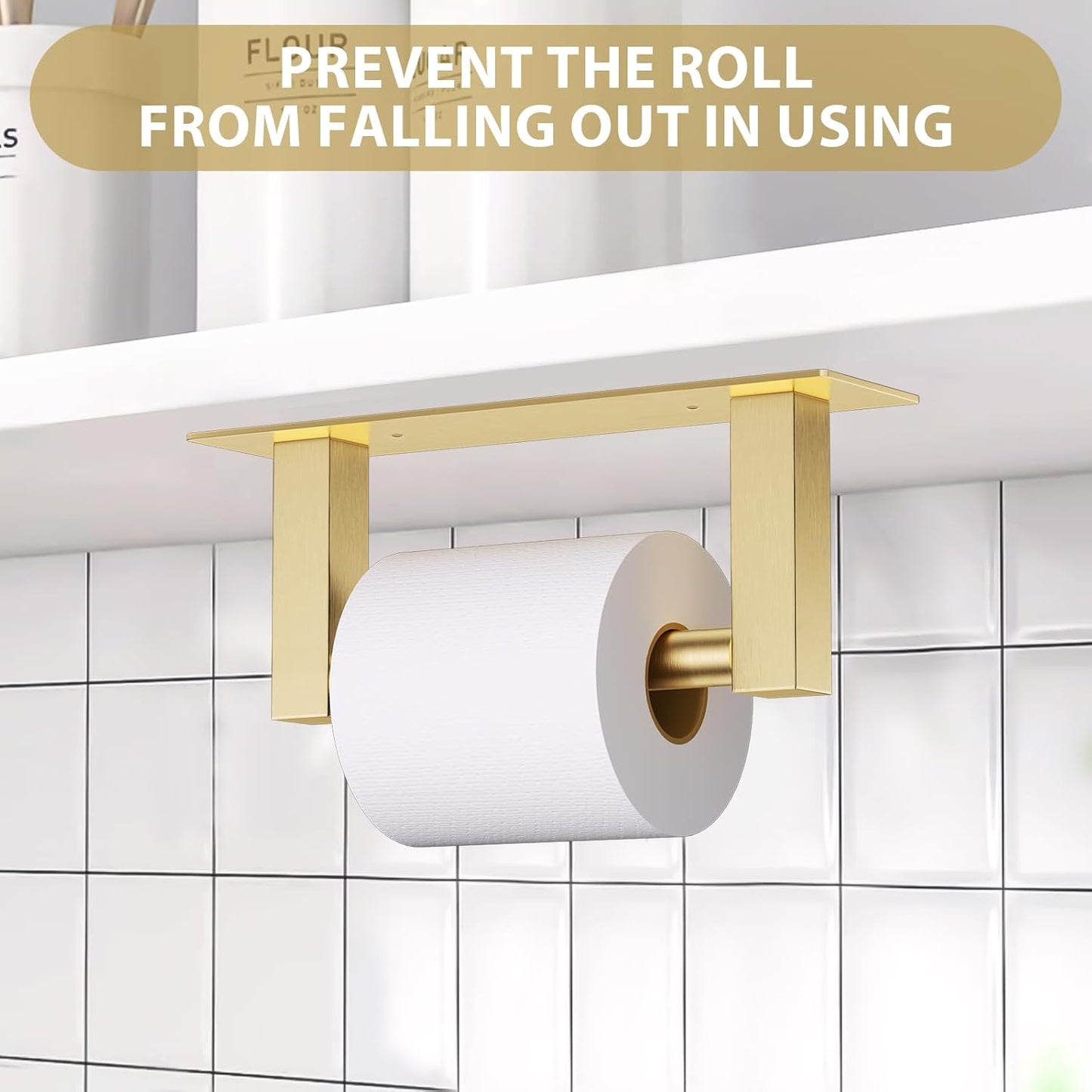 Brushed Gold Bathroom Toilet Paper Holder Wall Mount, Stainless Steel Commercial Toilet Paper Dispenser Paper Towel Holder, Large Bathroom Toilet Tissue Roll Holder