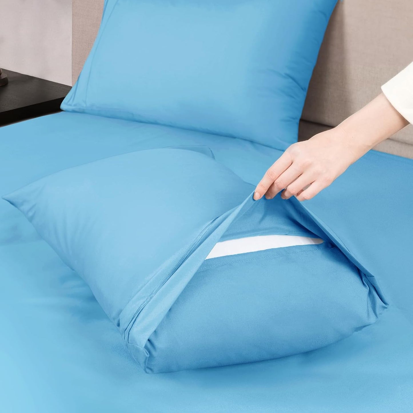 Mejoroom Twin Sheet Set - Hotel Collection Twin Sheets - Bedding Sheets & Pillowcases with Deep Pocket Fitted Sheet, Breathable, Wrinkle & Fade Resistant - 3 Piece(Denim Blue)