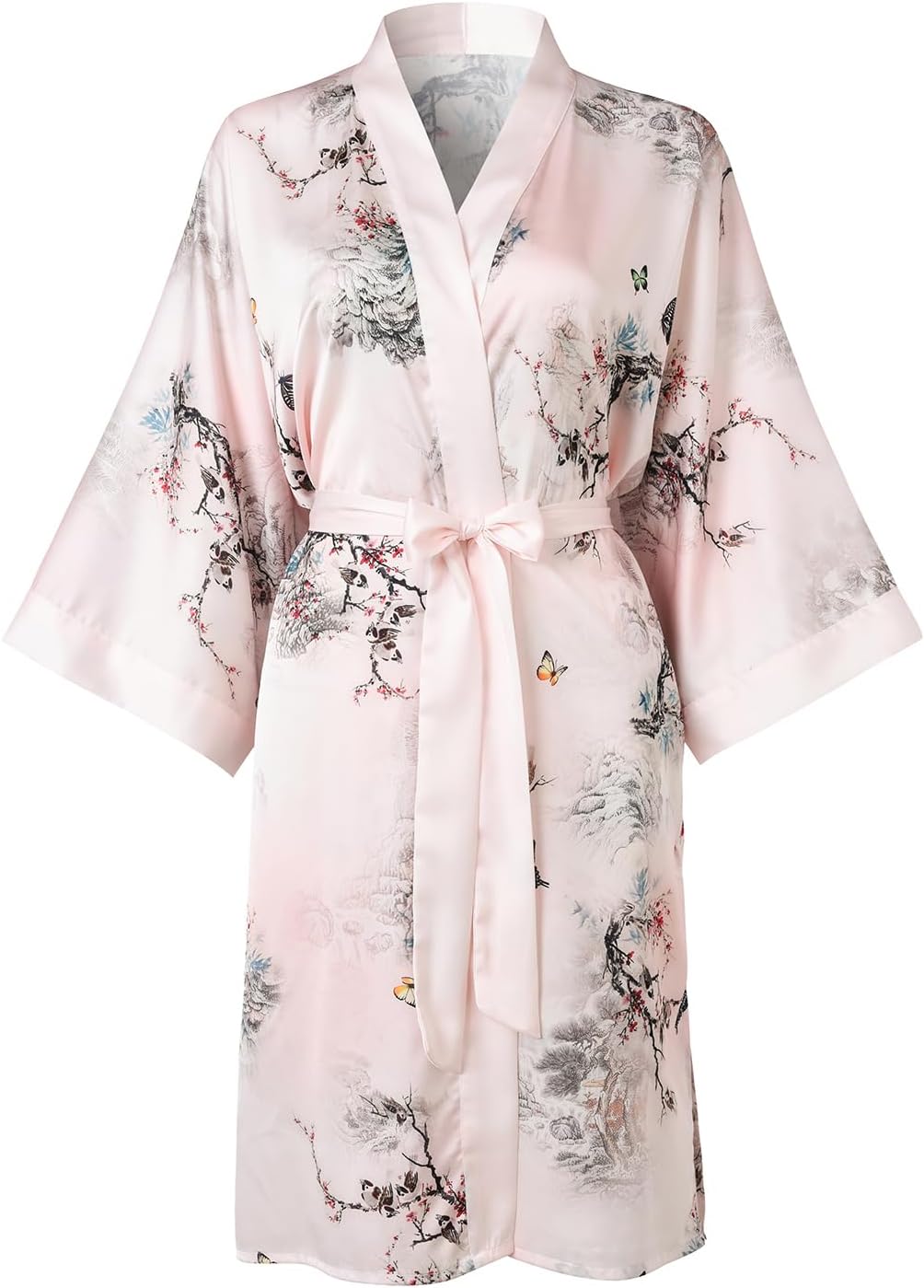Ledamon Women's Kimono Short Robe for Women - Pocket Floral Bathrobe Nightgown