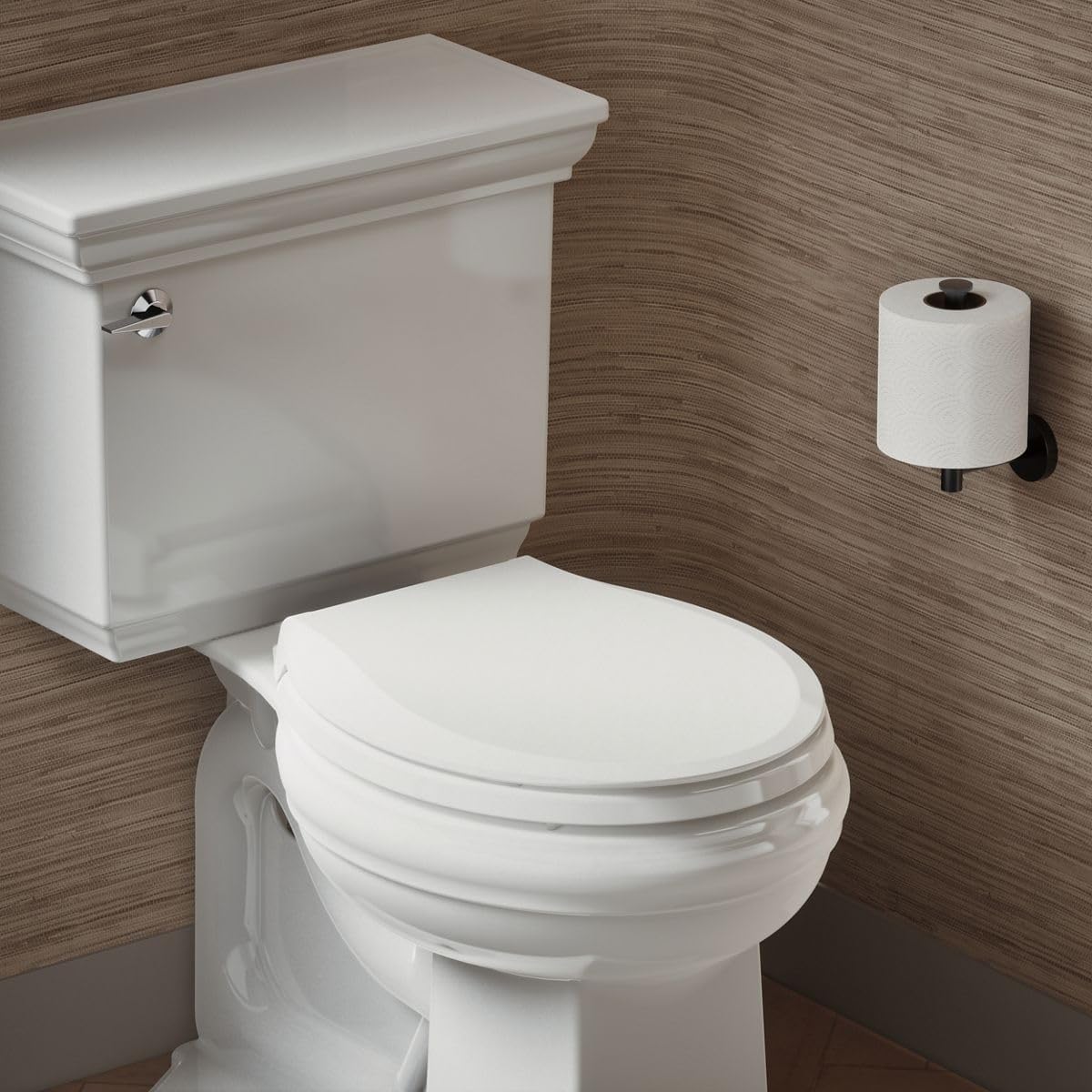 KOHLER K-35585 Cachet Recycled Plastic, Readylatch, Quiet-Close, Soft Close Round Toilet Seat