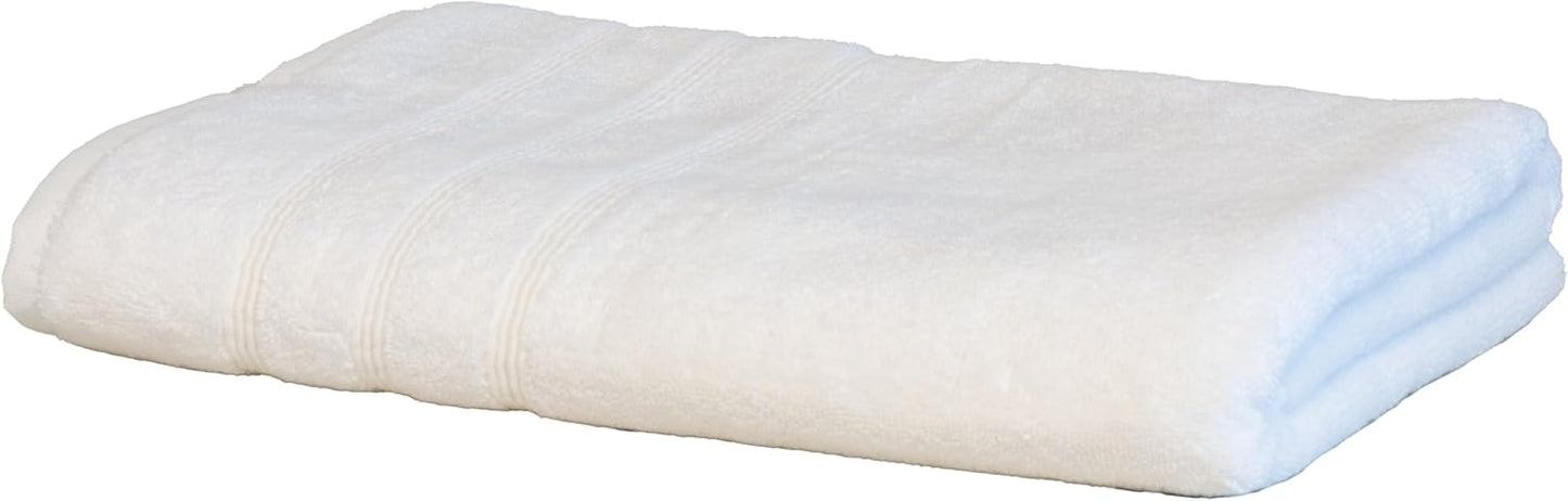 Mosobam Luxury Turkish Bath Towels 30X58 White Oversize 700 GSM Bamboo Viscose & Aegean Turkish Combed Cotton