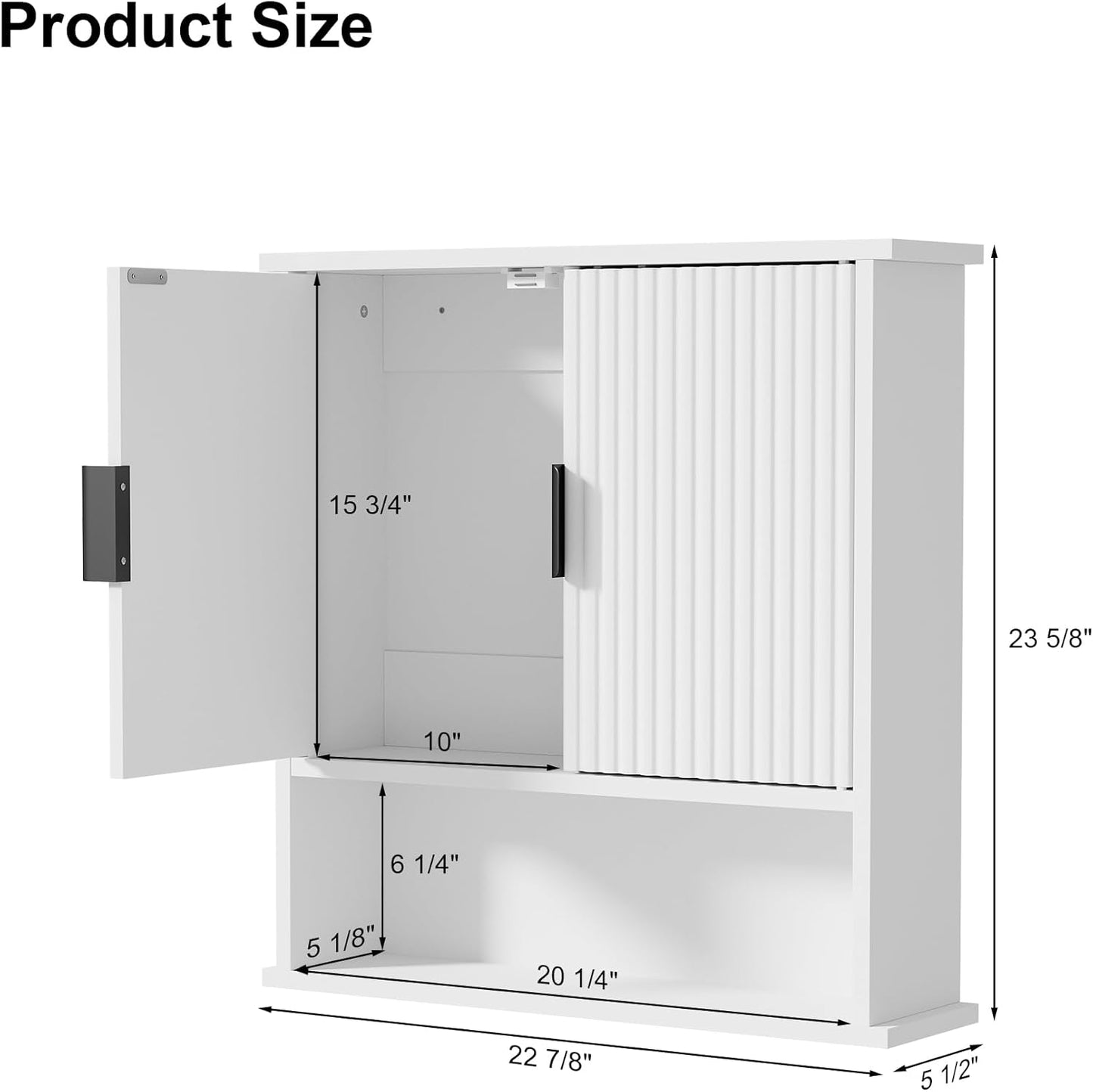 Bathroom Wall Cabinet,Farmhouse Medicine Cabinet for Bathroom with 2 Doors,Wall Mounted Medicine Cabinets Over Toilet Storage Cabinet for Laundry Room/Kitchen/Living Room,White,23 x 24