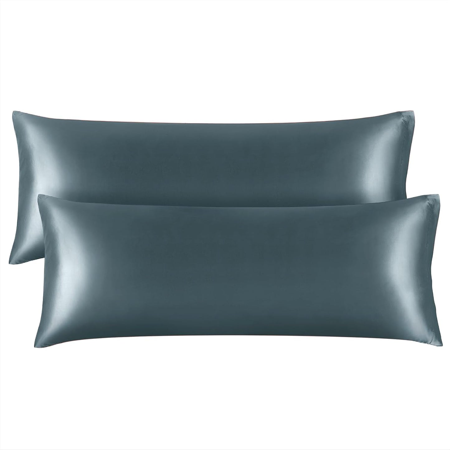 BEDELITE Satin Body Pillow Cover 2 Pack, Super Soft and Cooling Body Pillow Pillowcase for Hair and Skin, Breathable Silky Full Long Pillowcase Cover(20"x54", Space Grey)