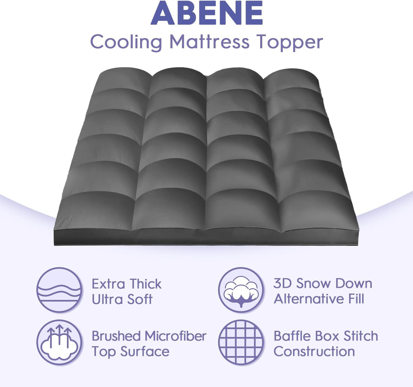 ABENE Mattress Topper Twin for Back Pain Relief, Extra Thick Mattress Pad Pillowtop, Soft Mattress Protector Cover with 8"-21" Deep Pocket, Overfilled Down Alternative Filling (Gray, Twin)