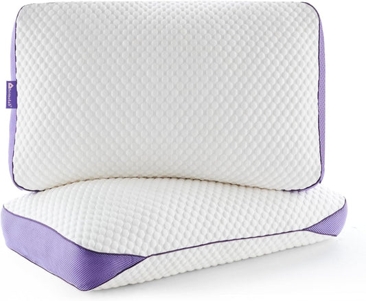 HOMELAB Adjustable Shredded Memory Foam Pillows King Size, Cooling Bed Pillows for Sleeping with Removable Cover, 2 Packs Medium Pillows for Side Stomach & Back Sleepers, 20"x34"