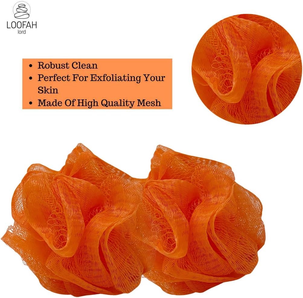 24 Orange Bath or Shower Sponge Loofahs Pouf Mesh Wholesale Bulk Lot