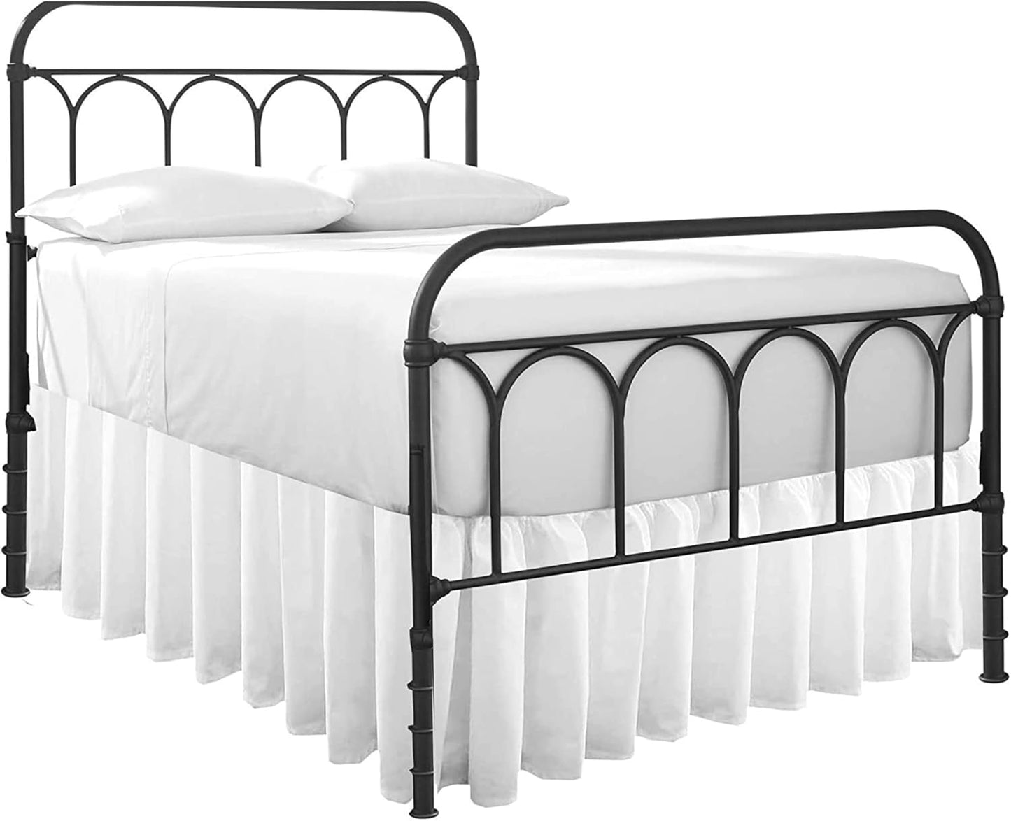 Ruffled Bed Skirt with Split Corners-Dust Ruffle - 18" Drop 100% Microfiber Soft,Sheen & Luxurious Look - Bed Skirts (White -King)