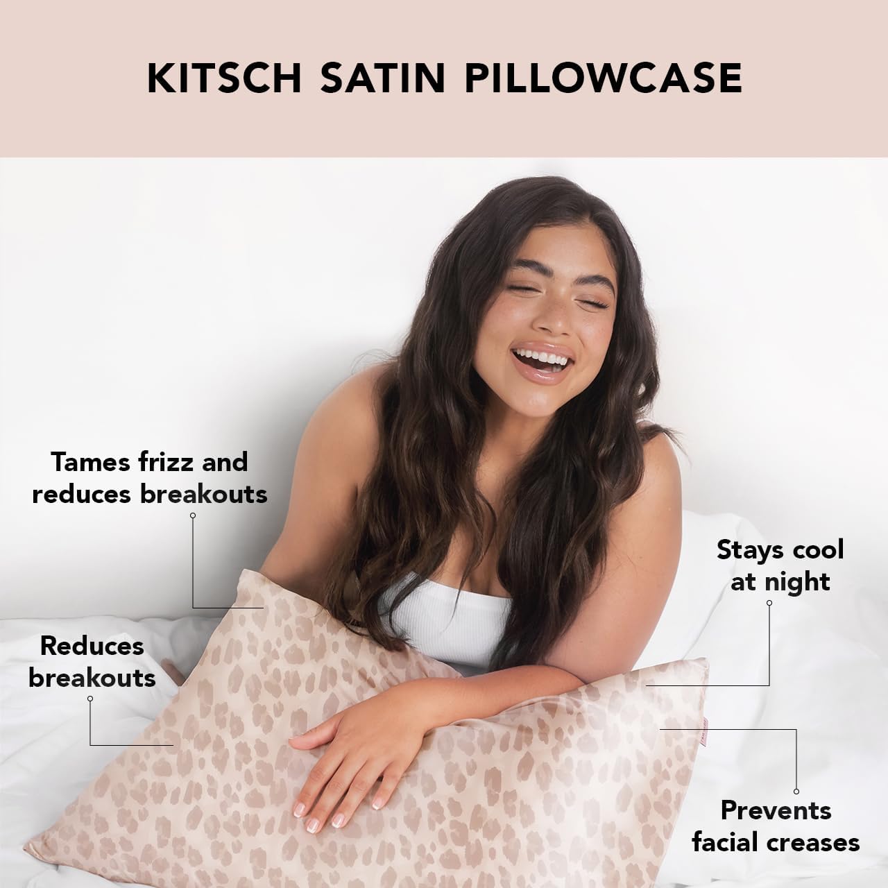 Kitsch Satin Pillowcase, Softer Than Silk Pillow Cases King, Cooling Pillow Covers, Satin Pillowcase with Zipper for Hair, Skin & Quality Sleep, Wrinkle-Free & Smooth, King Size 19"x36", Leopard