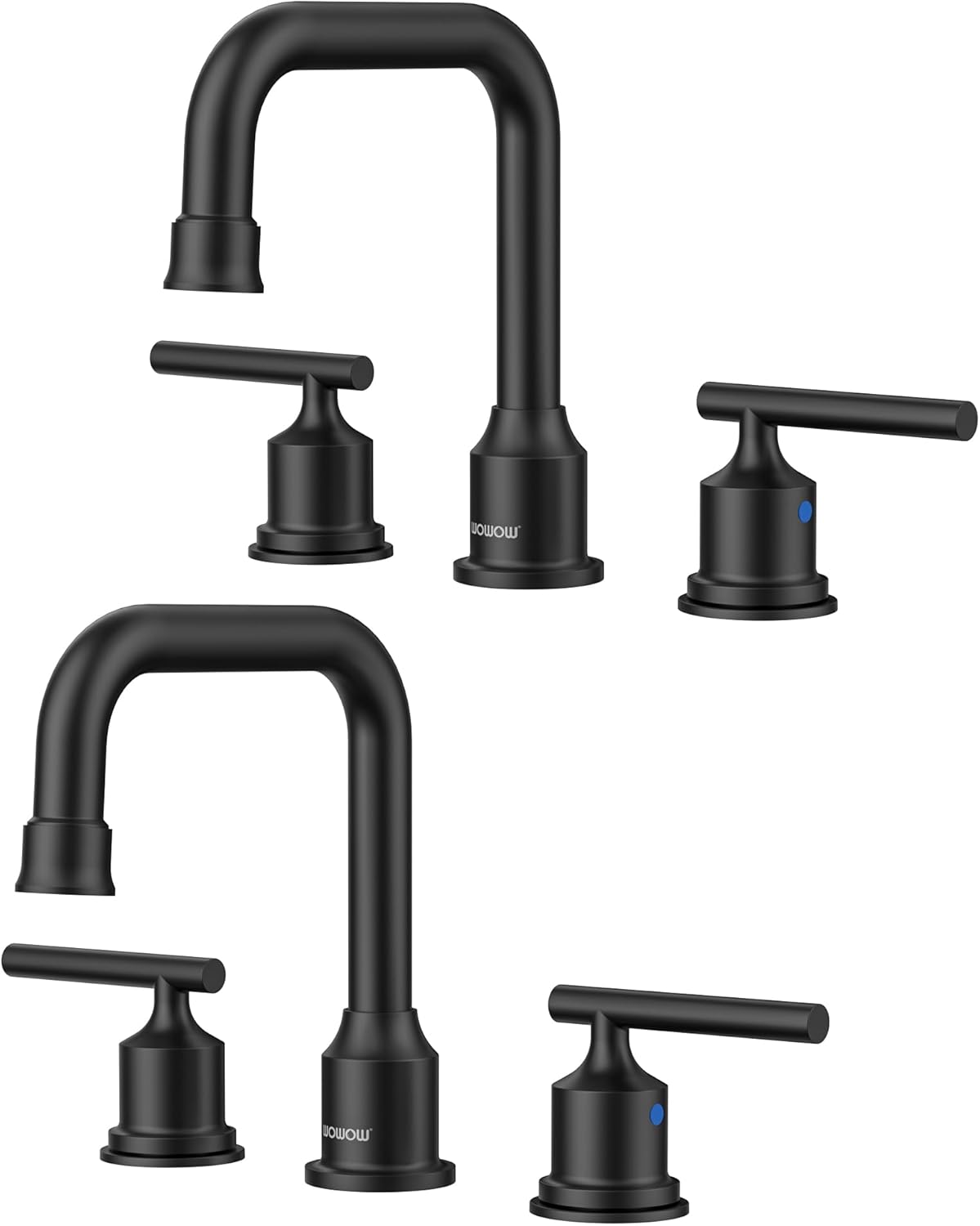 3 Hole Bathroom Faucet Black: WOWOW 8 Inch Bathroom Sink Faucet Widespread, Two Handle Vanity Taps with Pop-up Drain and Supply Lines, 360 Swivel Lavatory Tap High Arc Modern (2 Sets)