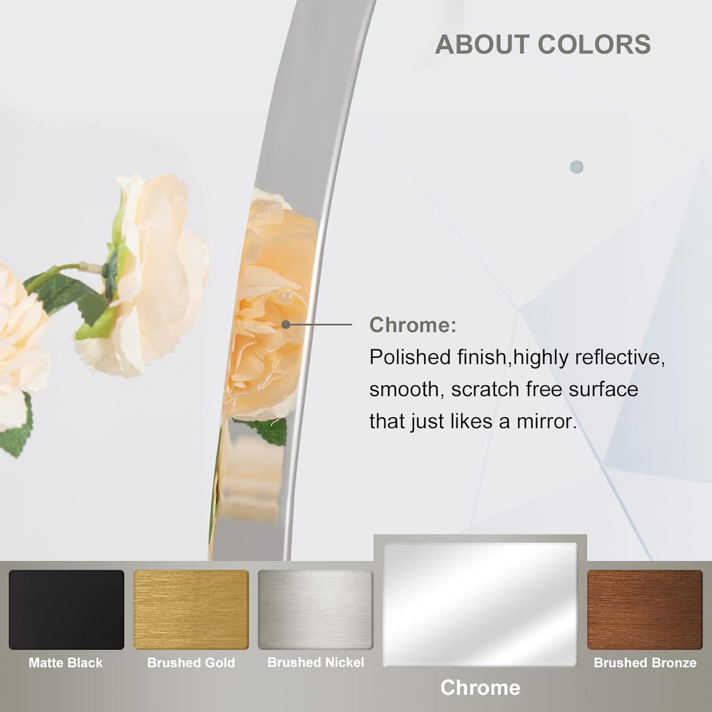 ANDY STAR Round Bathroom Mirror, 24’’ Polished Chrome Round Bathroom Mirrors in Stainless Steel Metal Frame 1" Deep Set Design 7