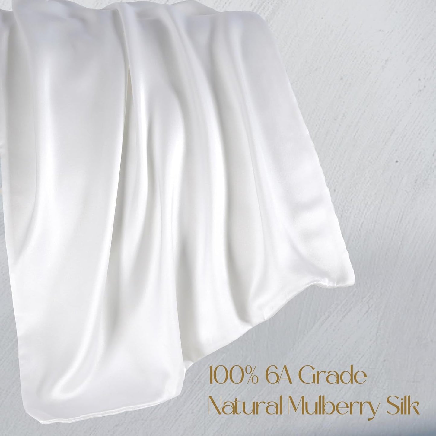 ZIMASILK 100% Pure Mulberry Silk Pillowcase for Hair and Skin Health,Soft and Smooth,Both Sides Premium Grade 6A Silk,600 Thread Count,with Hidden Zipper,1pc (King 20''x40'', White)