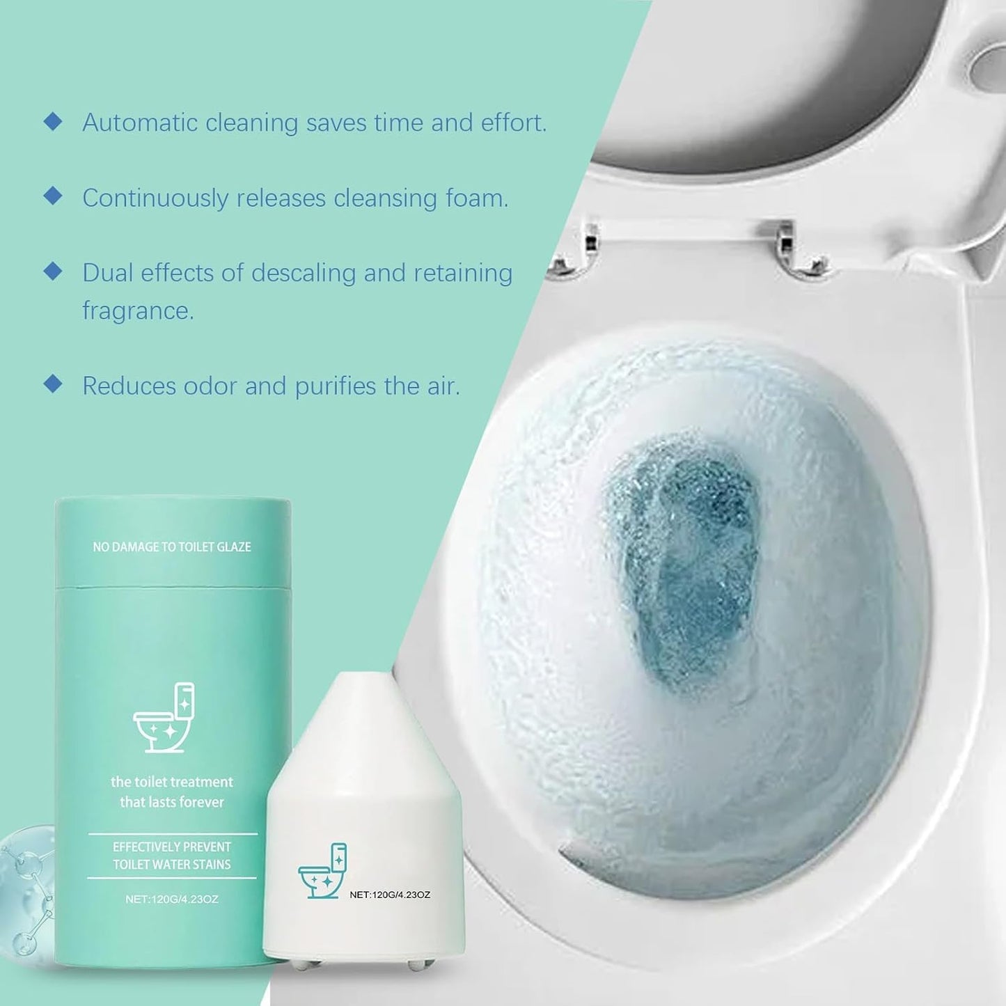 Toilet Cleaner, Automatic Toilet Cleaner for Continuous Cleaning, Long-Lasting, No-Scrub Action – Helps Reduce Hard Water Stains & Odor in the Bowl