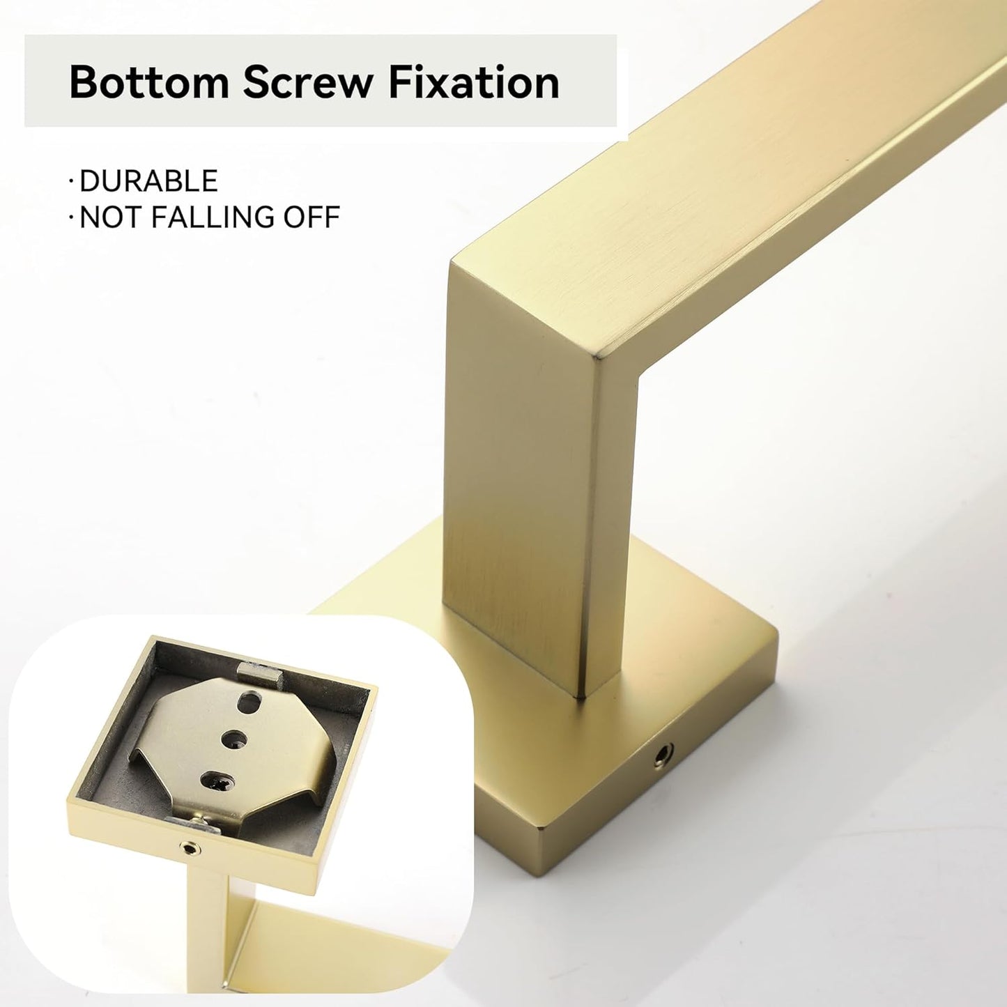 LANC 12-Inche Towel Bars for Bathroom Wall Mounted 30CM Brushed Gold Kitchen Towel Ring Total-14” Stainless Steel Square Towel Rails for Bathroom Hand Towel Holder Towel Hanger, A8804BG-3P1