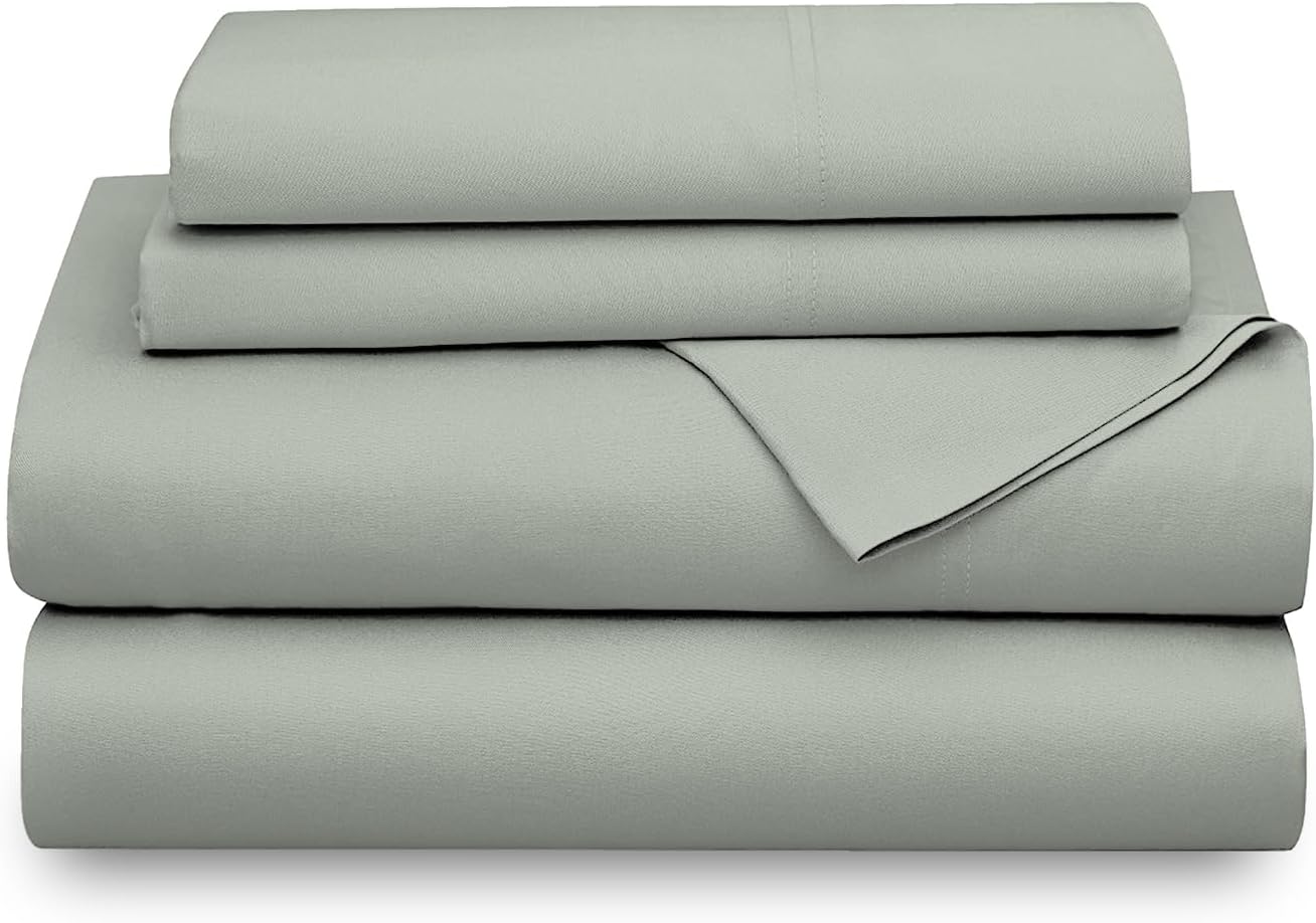 SUPREME ELEGANCE 1200 Thread Count Light Green Bed Sheets Set King Size, Ultra Soft & Silky Cotton Rich Easy Care, Sateen Sheets, Moisture Wicking & Wrinkle Resistant, Sheet Set