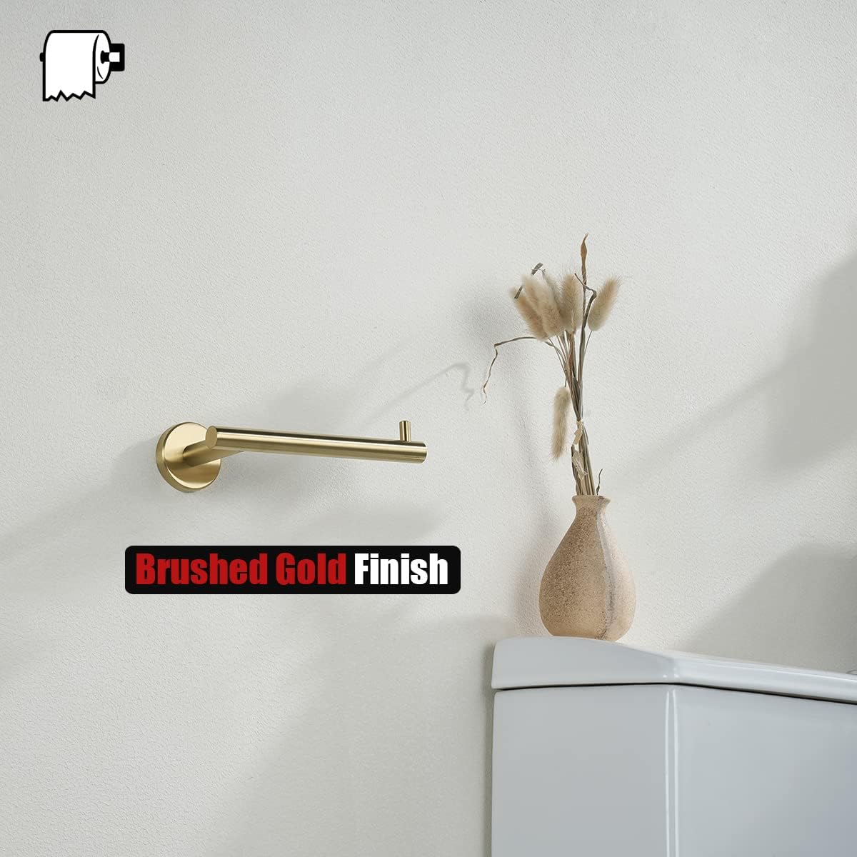 JQK Gold Toilet Paper Holder, 5 Inch Tissue Paper Dispenser, 304 Stainless Steel Thick 0.8mm Wall Mount, Brushed Brass, TPH100-BG