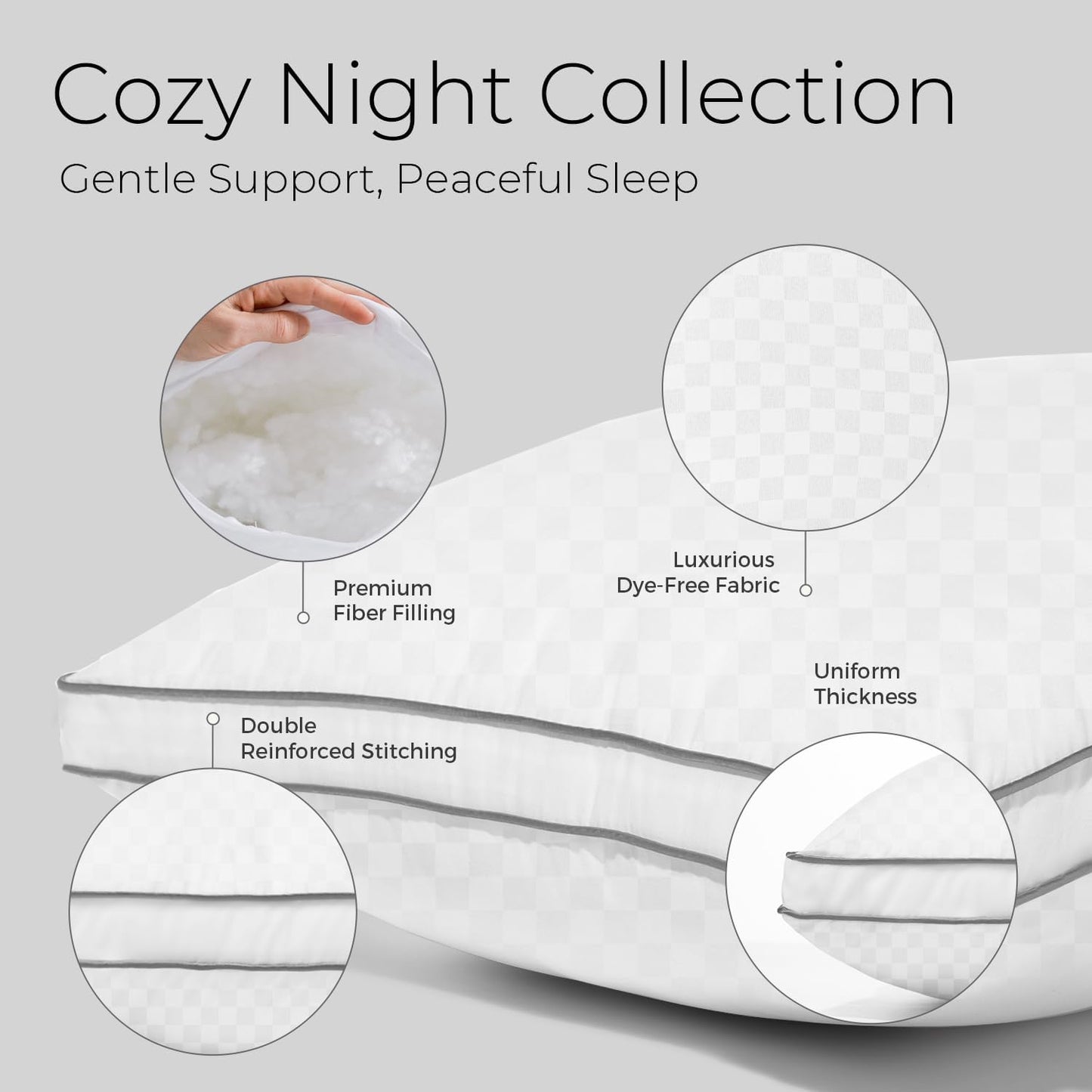 Sweetnight Pillows Queen Size Set of 2, Bed Hotel Pillows, Almohadas para Dormir, Side Back Stomach Sleeper, Relief Neck, Head, Shoulder