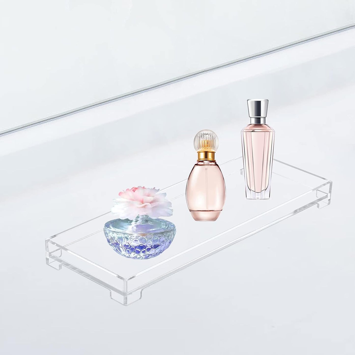 Vanity Bathroom Tray, Acrylic Rectangle Decorative Catchall Organizer Storage Tray - Clear