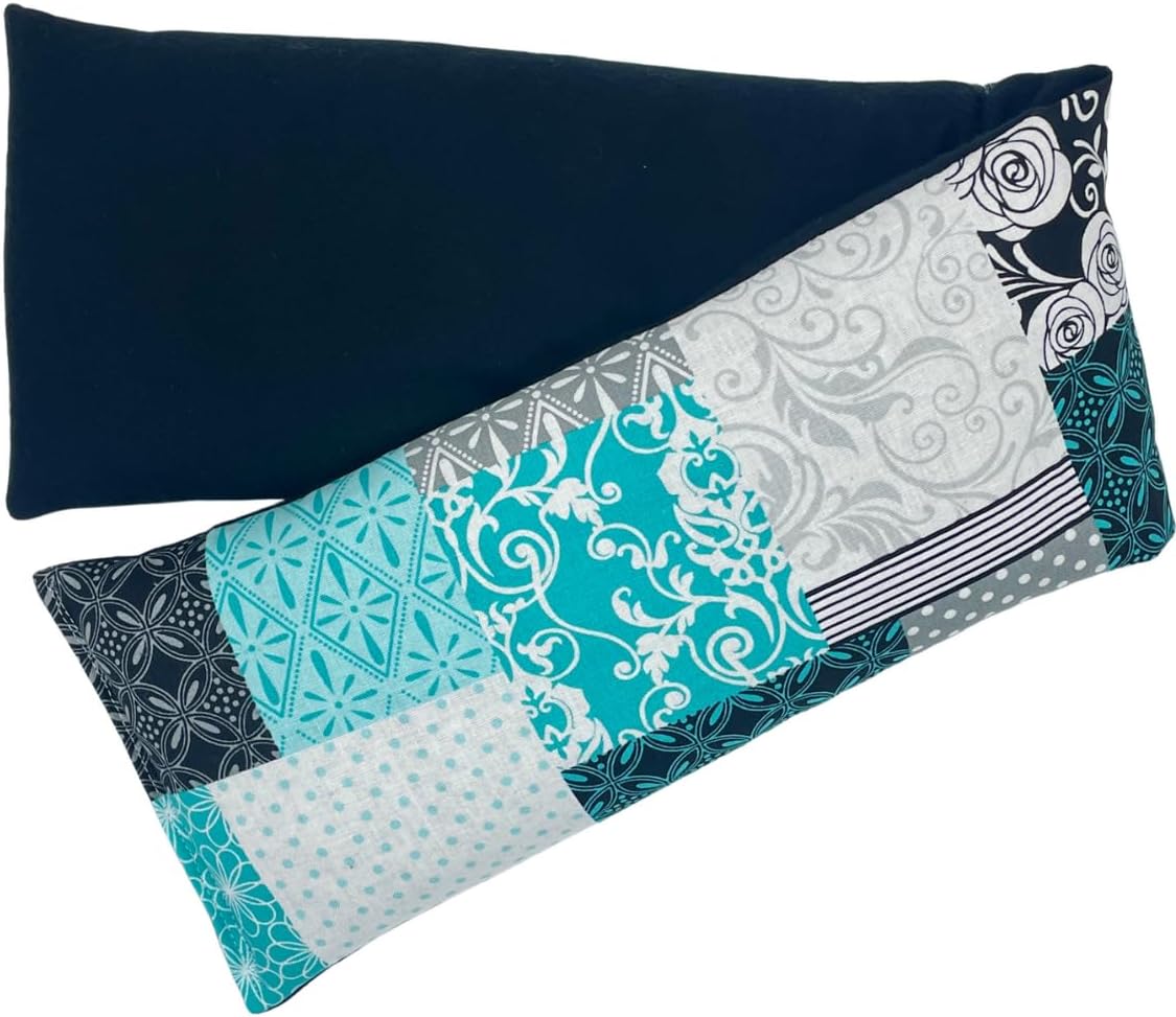 Microwave Heating Pad for Neck and Shoulders, Heated Wrap, Hot and Cold Pack, Scented or Unscented, Reusable Moist Heat Therapy, Microwavable Bean Bag, 5" x 23" (Patchwork, Chamomile & Peppermint)