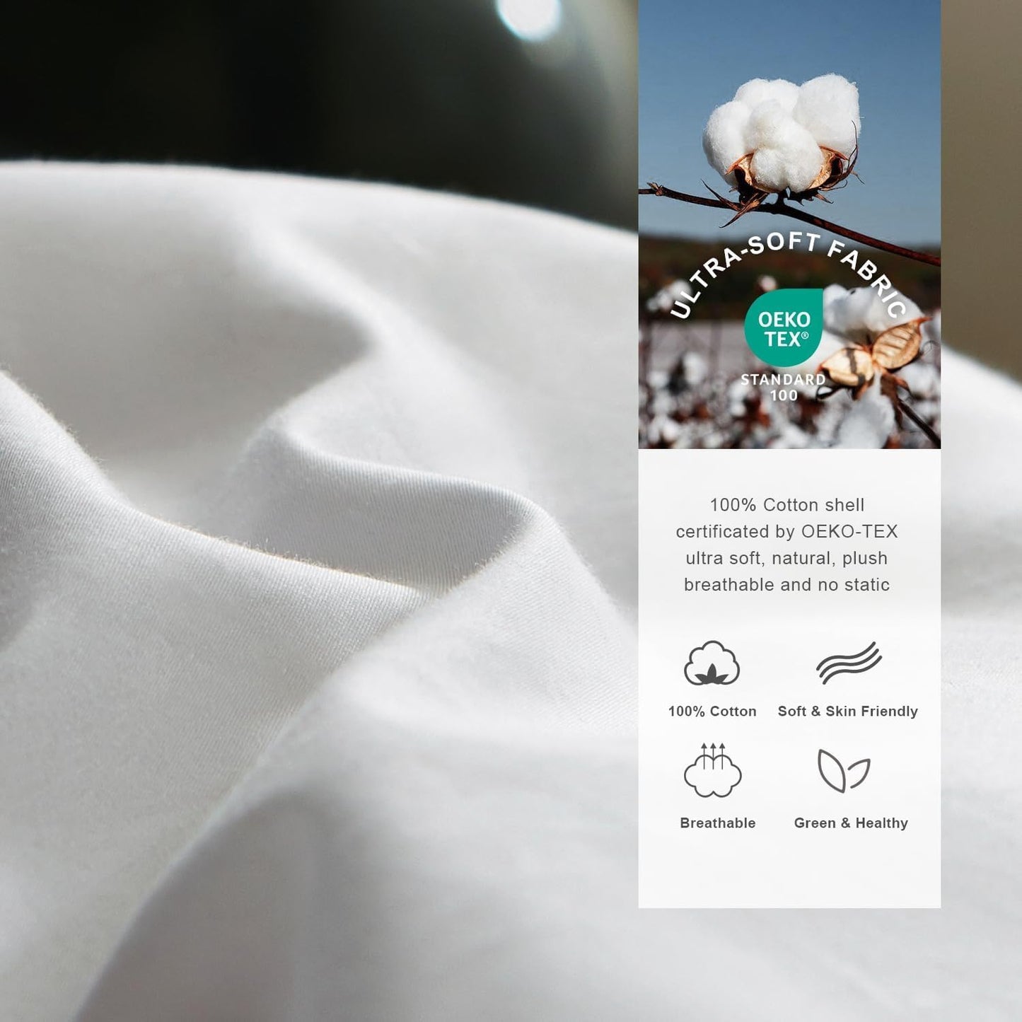 Royoliving Premium Pinch Pleat Feathers Down Comforter King Size White 100% Cotton Cover All Season Duvet Insert with Corner Tabs (106x90, 70 oz)