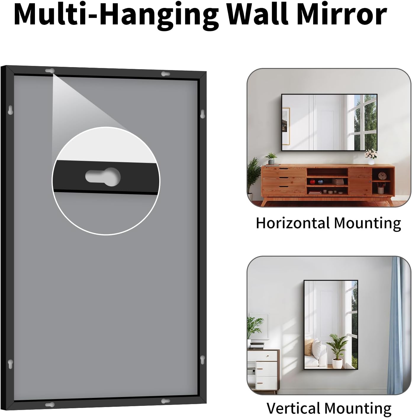 Koonmi Black Framed Bathroom Mirror - Shatterproof 30"x50" Tempered Glass, HD No Distortion, Horizontal/Vertical Mount, Modern Matte Aluminum Alloy Frame