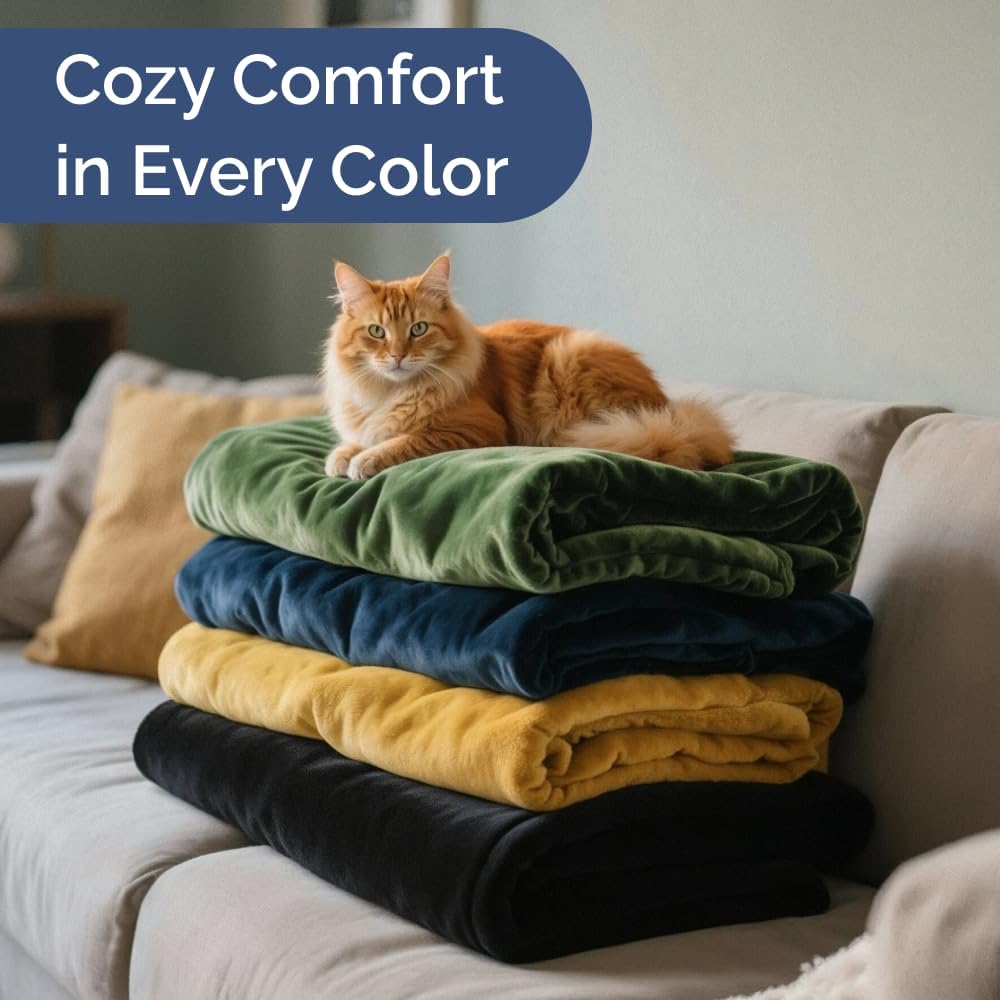 Ultra Soft Fleece Blanket Twin Size - Flannel Fleece Luxury Twin Blanket - Lightweight for Couch Bed Chair - Thick, Warm and Breathable - All Season Cozy Fuzzy, Anti-Static Microplush Bedding, Black