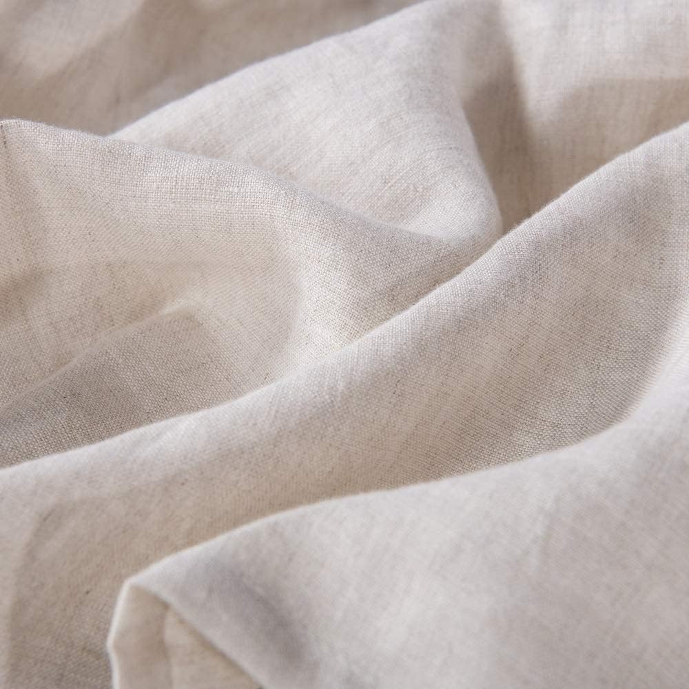 MEADOW PARK Washed French Linen Bed Skirt, Dust Ruffl, Full Size 54" W x 75" L, Drop 16", Super Soft, Ruffle Style, Natural Color