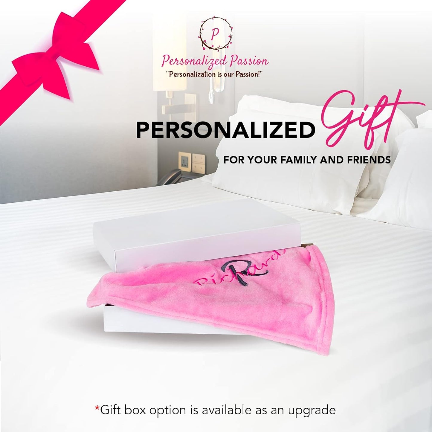 Personalized Blankets for Adults - Custom Blanket with Embroidered Name or Monogram - Soft Fleece Throw Cover for Bed & Couch - Cream (40"x60")