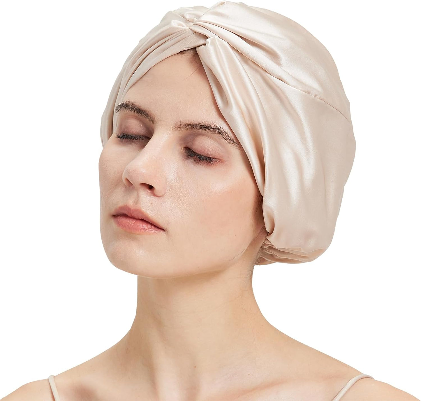 100% Mulberry Silk Bonnet, Double-Layered Hair Bonnet for Sleeping Women, Pure Silk Turban, Night Sleep Hair Wrap