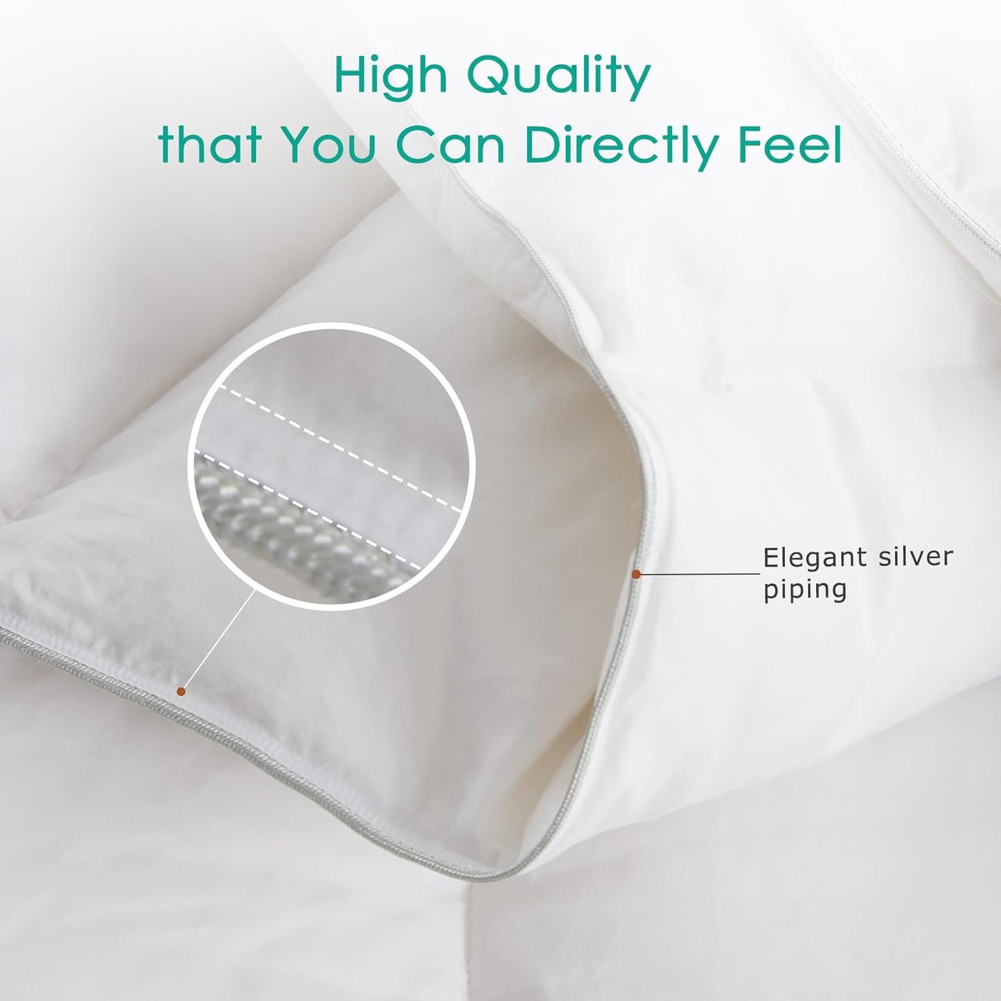 APSMILE Premium Down Feather Fibers Comforter Oversized Queen Size, All Season Duvet Insert with 8 Corner Tabs, Ultra Soft Poly-Cotton Cover Down Feather Fibers Comforter (White, 98 * 98")