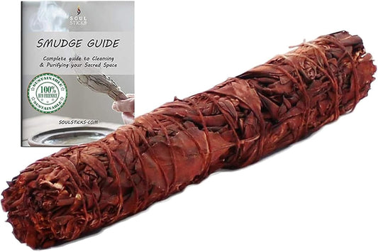 Floral Sage House Blessing - 9 Inch Dragon's Blood Smudge Stick with Starter Guide | Cleansing House & Negative Energy