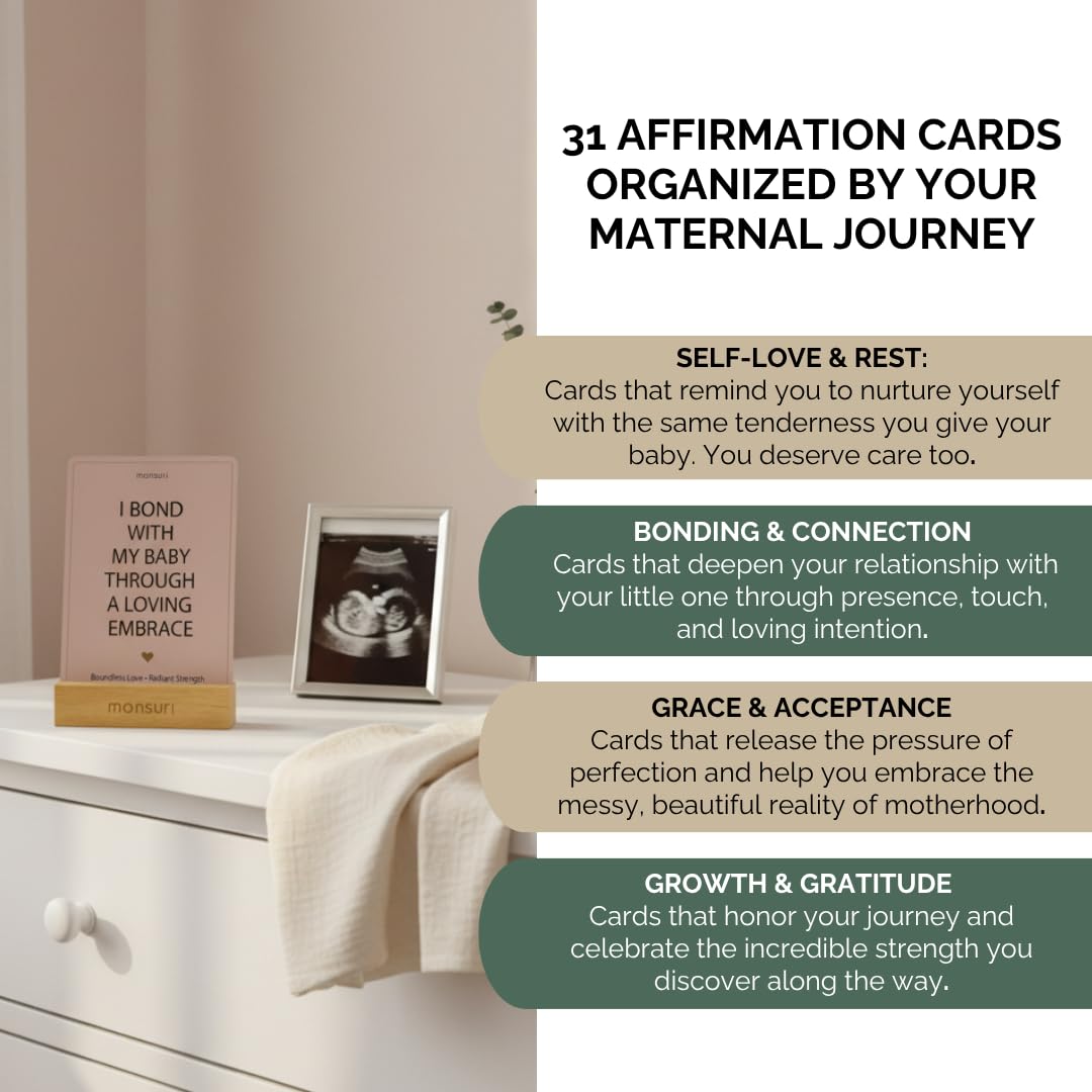 Pregnancy & Postpartum Gifts For Mom | 31 New Mom Affirmation Cards, Vanilla Candle & Oatmeal Soap. Ideal New Mom Care Package After Baby, Pregnancy Gifts for Expecting Mom, Baby Shower Gifts for Mom