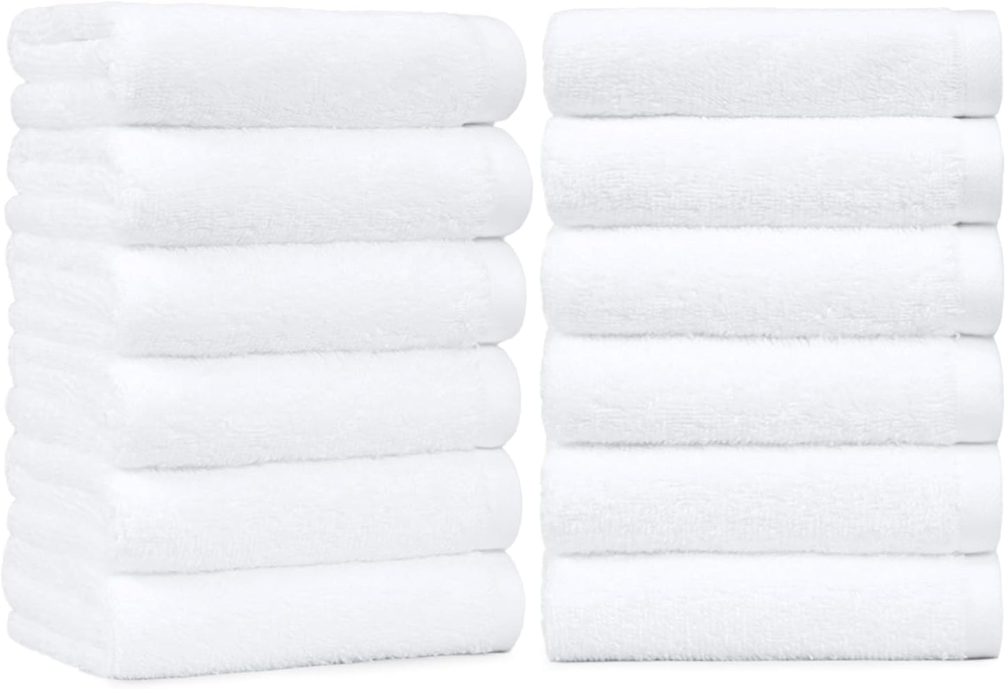 Amazon Basics Soft and Thick Cotton Hand Towels, 16 x 26 in, White, 12-Pack