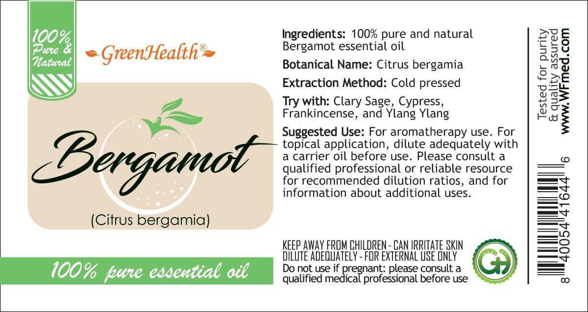 Bergamot Essential Oil - 1 Gallon - Plastic Jug - 100% Pure & Uncut - GreenHealth