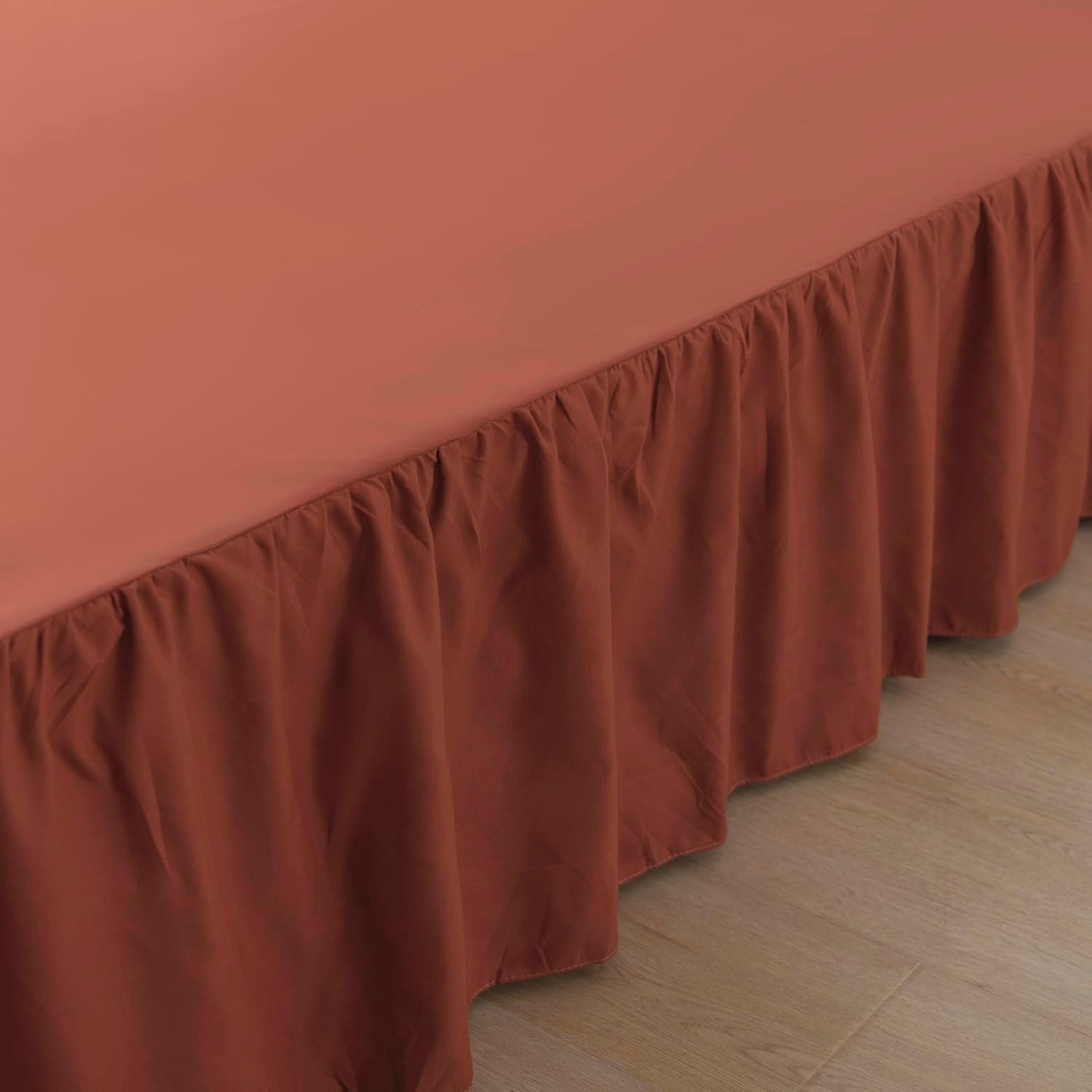 Bed Skirt Full Size Ruffled Bed Skirts with Split Corners, 14 Inch Drop Dust Ruffle Bed Skirt with Platform, Rust, 14'' Full