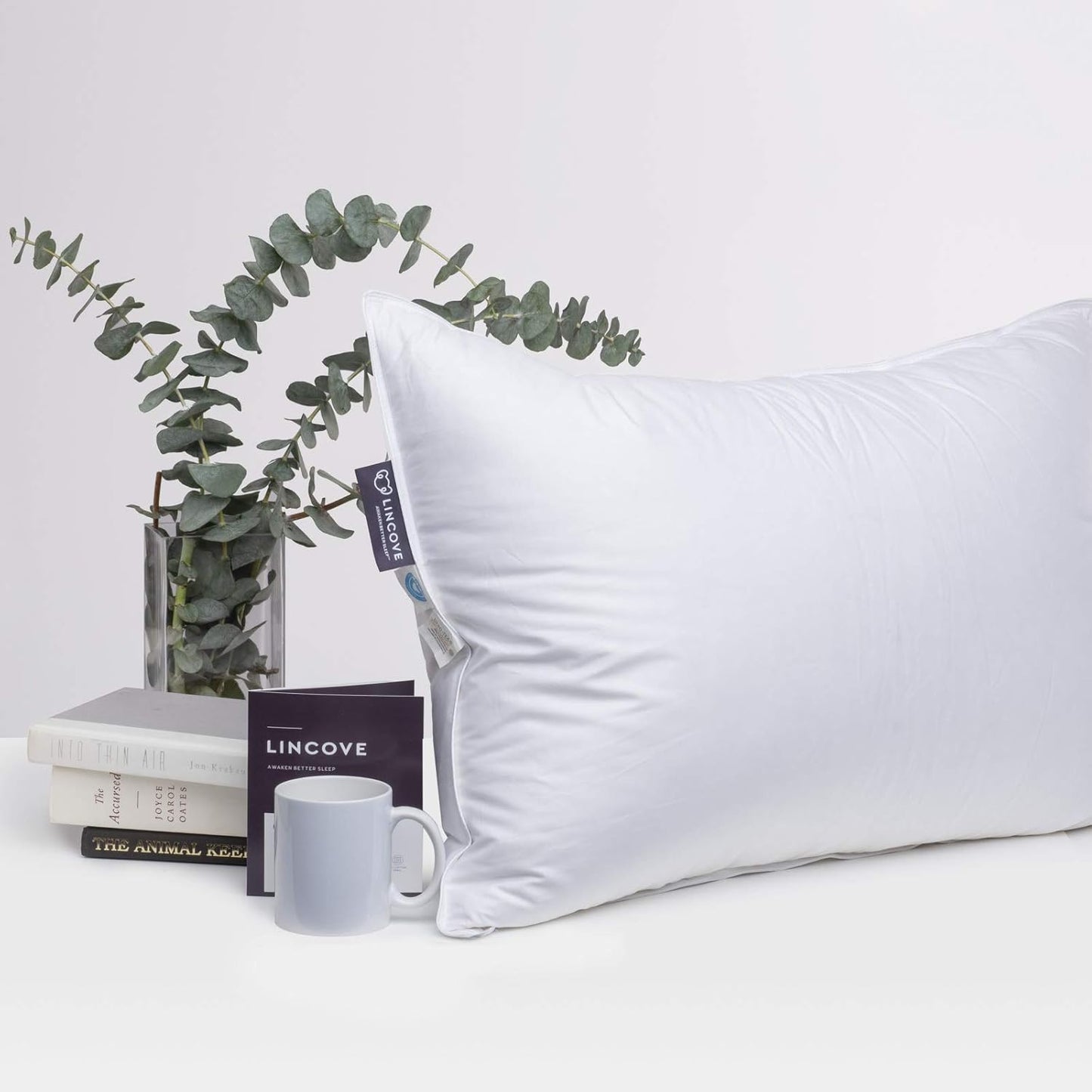 Lincove Recreation Sleeping Pillow, Filled with Premium Down, 600 Fill Power – Includes A Pillow Protector, 400 Thread Count Pillow Shell, Standard - Firm, 1 Pack