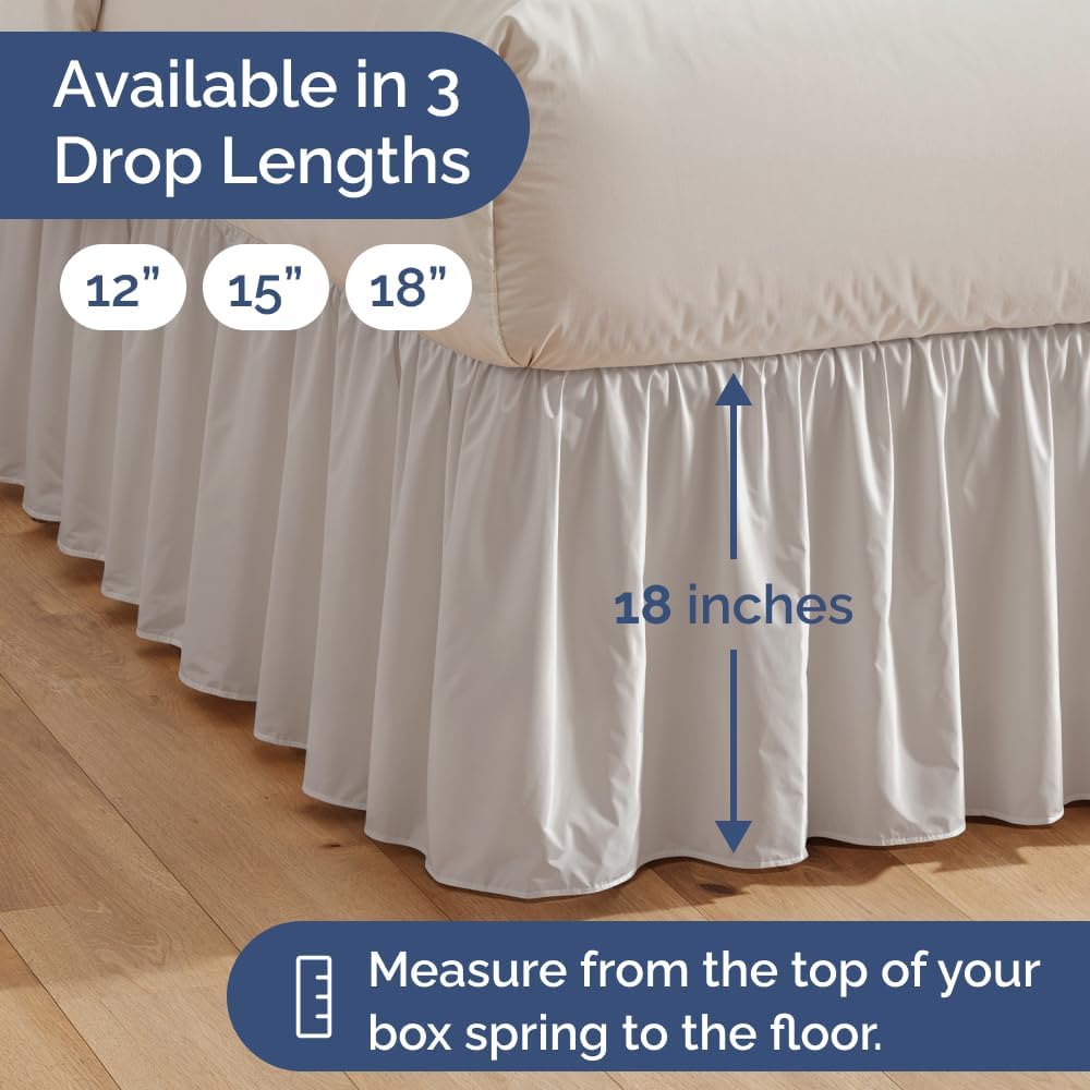 Bedskirt Full Size Ruffle - 18 inch Drop Dust Ruffle Bed Skirt with Platform - Soft, Easy Fit, Premium Hotel Quality - Wrinkle, Fade & Shrink Resistant - for Women, Men, Kids and Teens - Light Grey