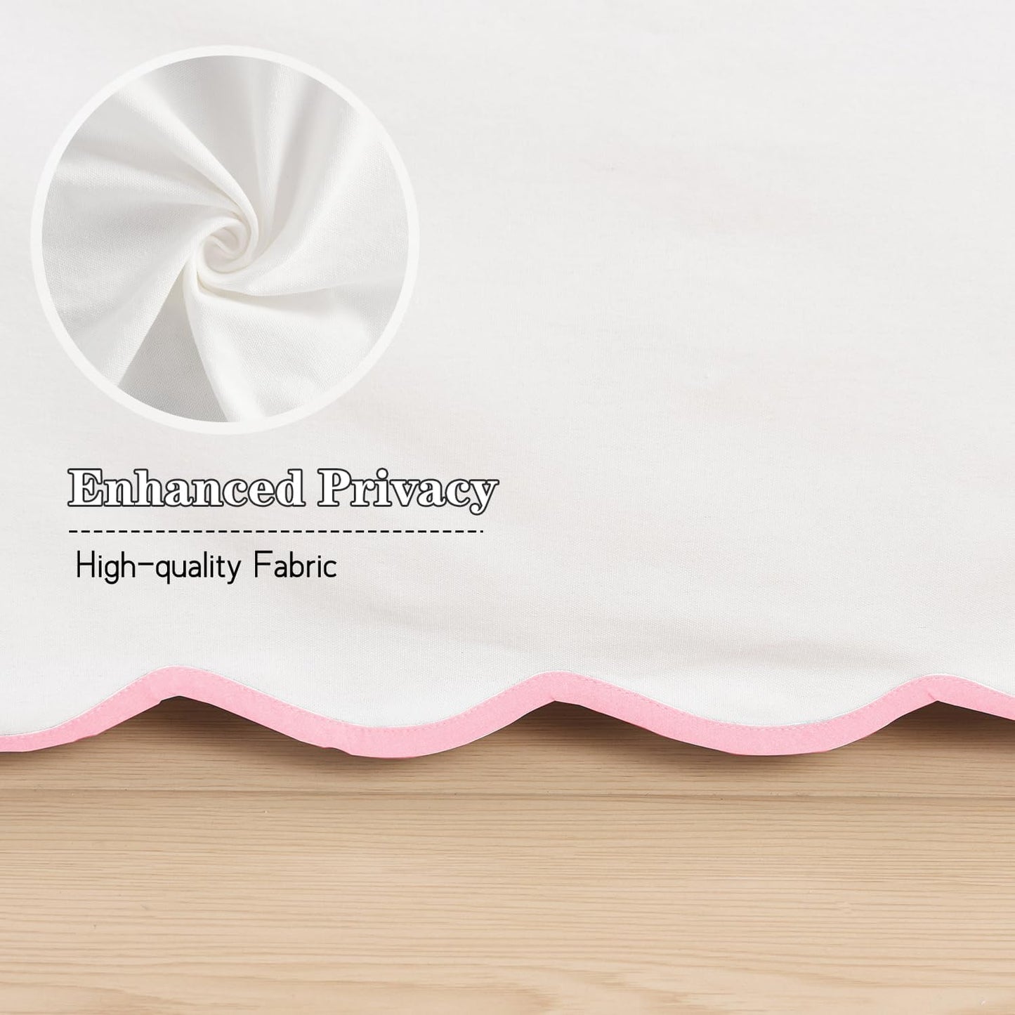 HIG Off-White Chic Twin XL Bed Skirt - Easy Fit Scallop Edge Pleated Bedskirts, 14 Inch Drop Anti-Slip Dust Ruffle, Thick Fabric for Enhanced Privacy, Pre-Washed for Long-Lasting Use(N60022)