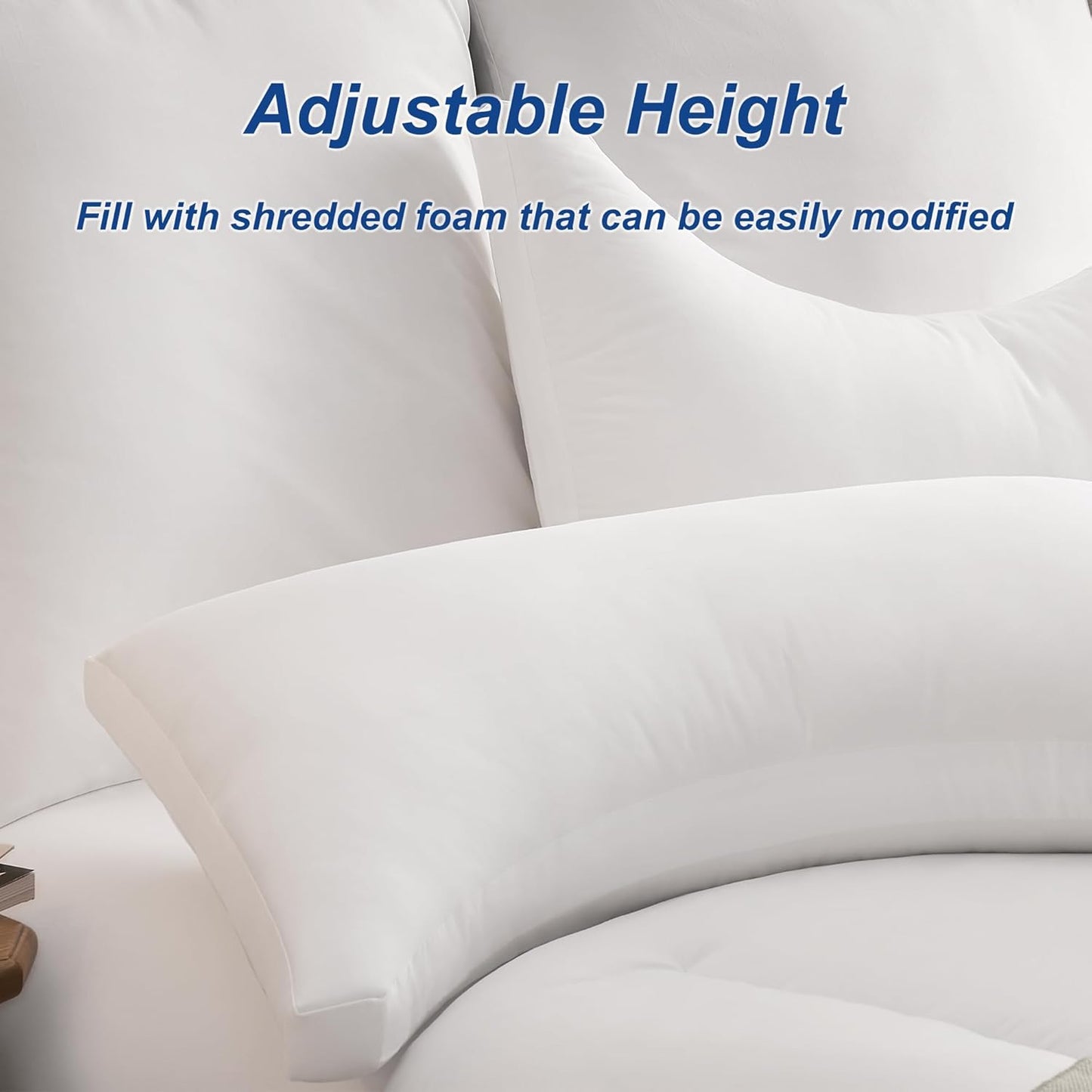 ACCURATEX Side Sleeper Pillow for Side and Back Sleepers-100% Cotton Cover Filled with Down Alternative,Queen Bed Pillows for Shoulder,Neck & Head Support,Adjustable Shredded Memory Foam Pillow