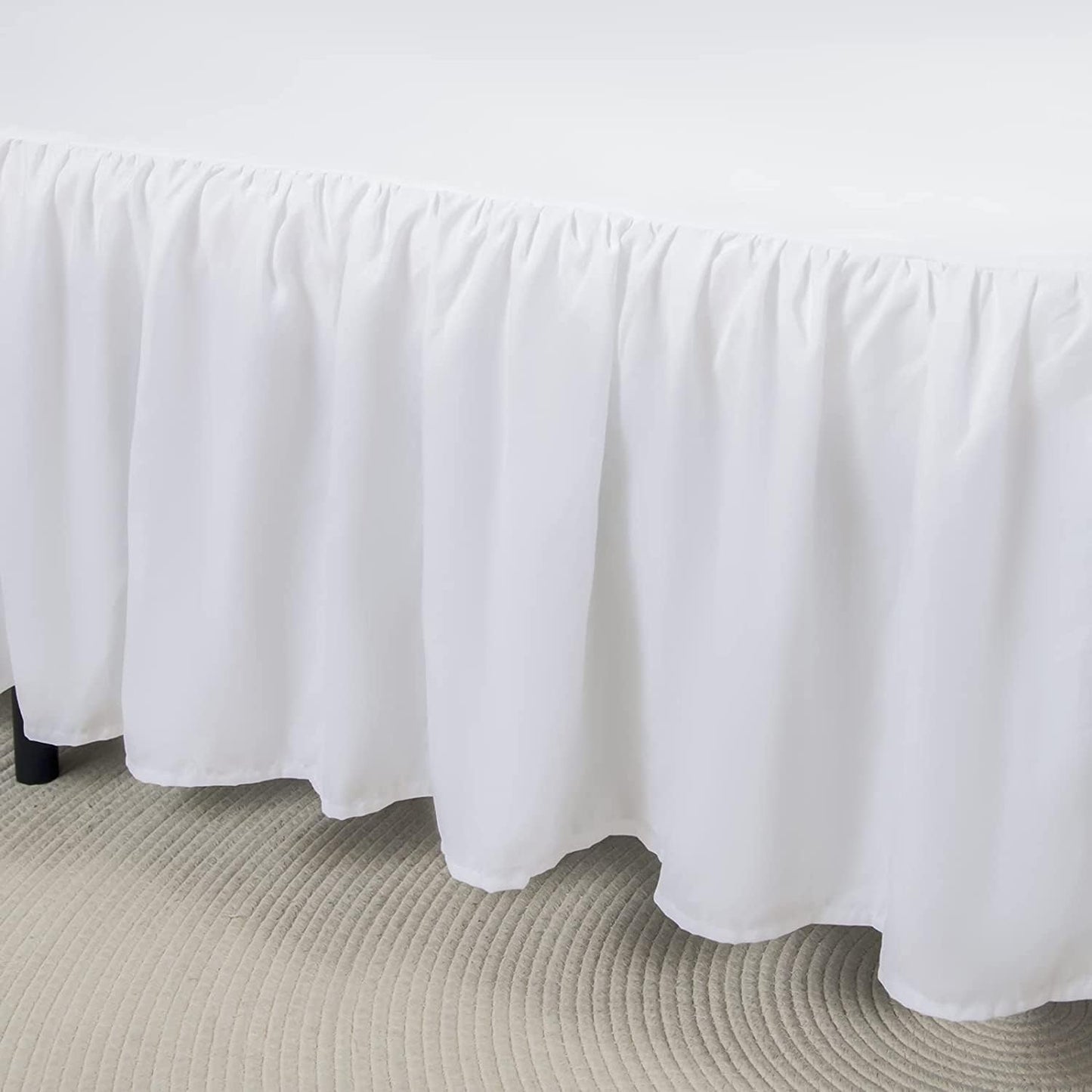 Bed Skirt Queen Size Ruffled Bed Skirt with Split Corners, 18 Inch Drop Dust Ruffle Bed Skirts with Platform, White, Queen Size