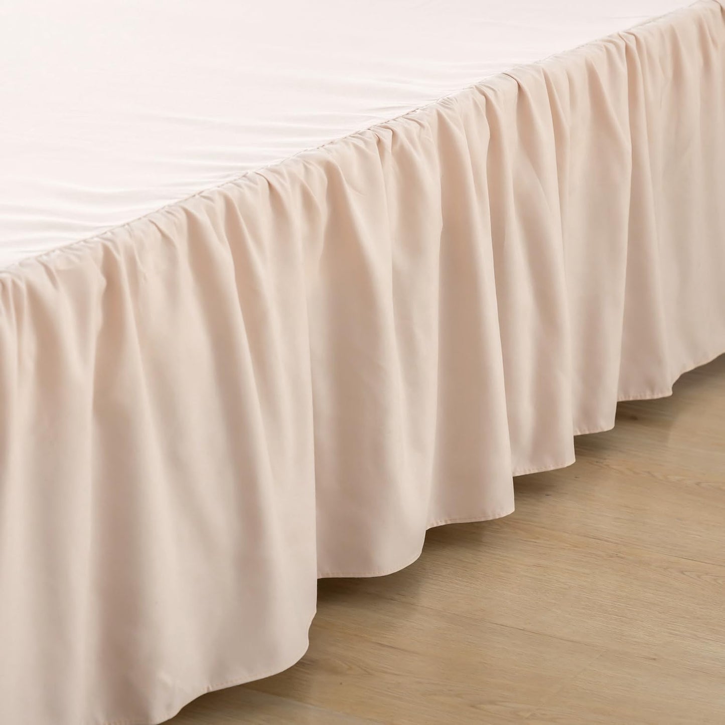Bed Skirt Queen Size Ruffled Bed Skirt with Split Corners, 12 Inch Drop Dust Ruffle Bed Skirt with Platform, Cream, Queen- 12" Drop