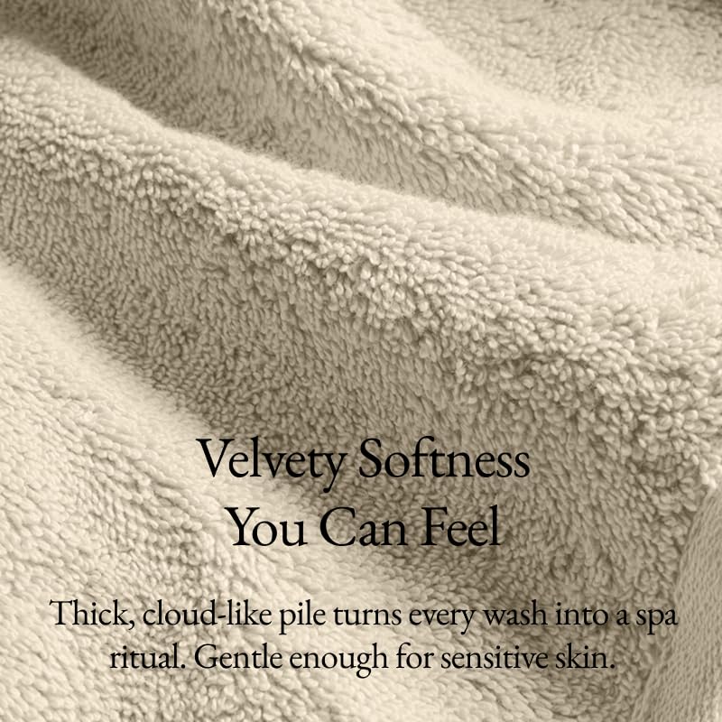 Italic Serene Ultraplush Cotton Bath Towels, 4-Pack (2 Sets of 2), Sand, Large, 800GSM, 100% Cotton, Heavy Duty, Resort Grade Towels (Sand)
