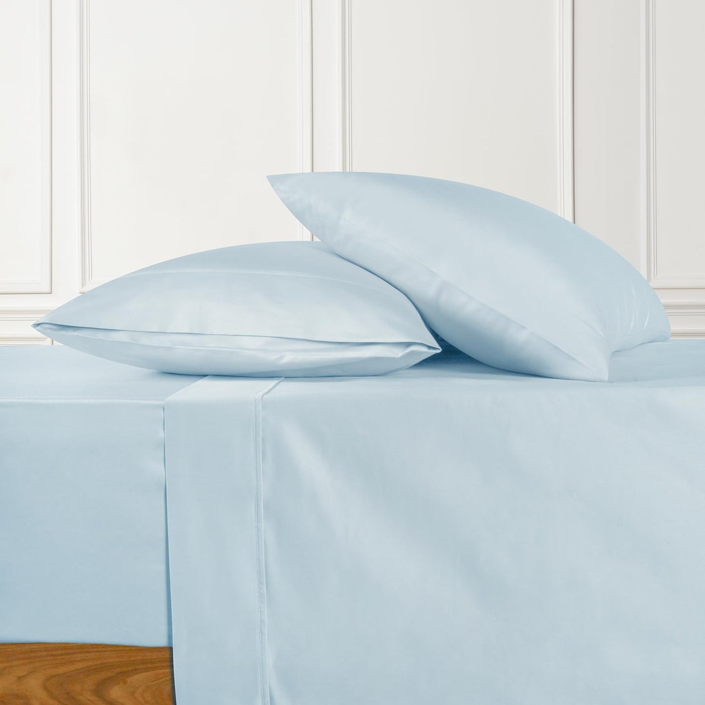 URBANHUT 700 Thread Count King Size Egyptian Cotton Sheets, 4Pc Sheet Set Soft Luxury Bed Sheets for King Size Bedding, Sateen Weave Hotel Bedsheets, 16'' Elasticized Deep Pocket - Light Blue