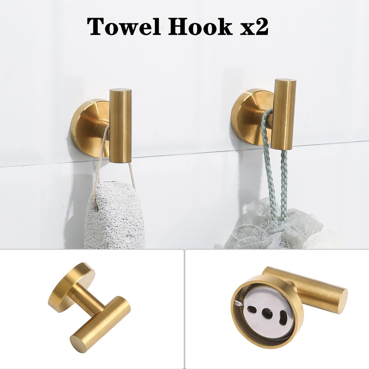 4 Pieces Brushed Gold Bathroom Accessories Hardware Set,Toilet Paper Holder Set,Include Double Post Pivoting Toilet Tissue Roll Paper Holder,Towel Ring,Towel Holder Set for Bathroom