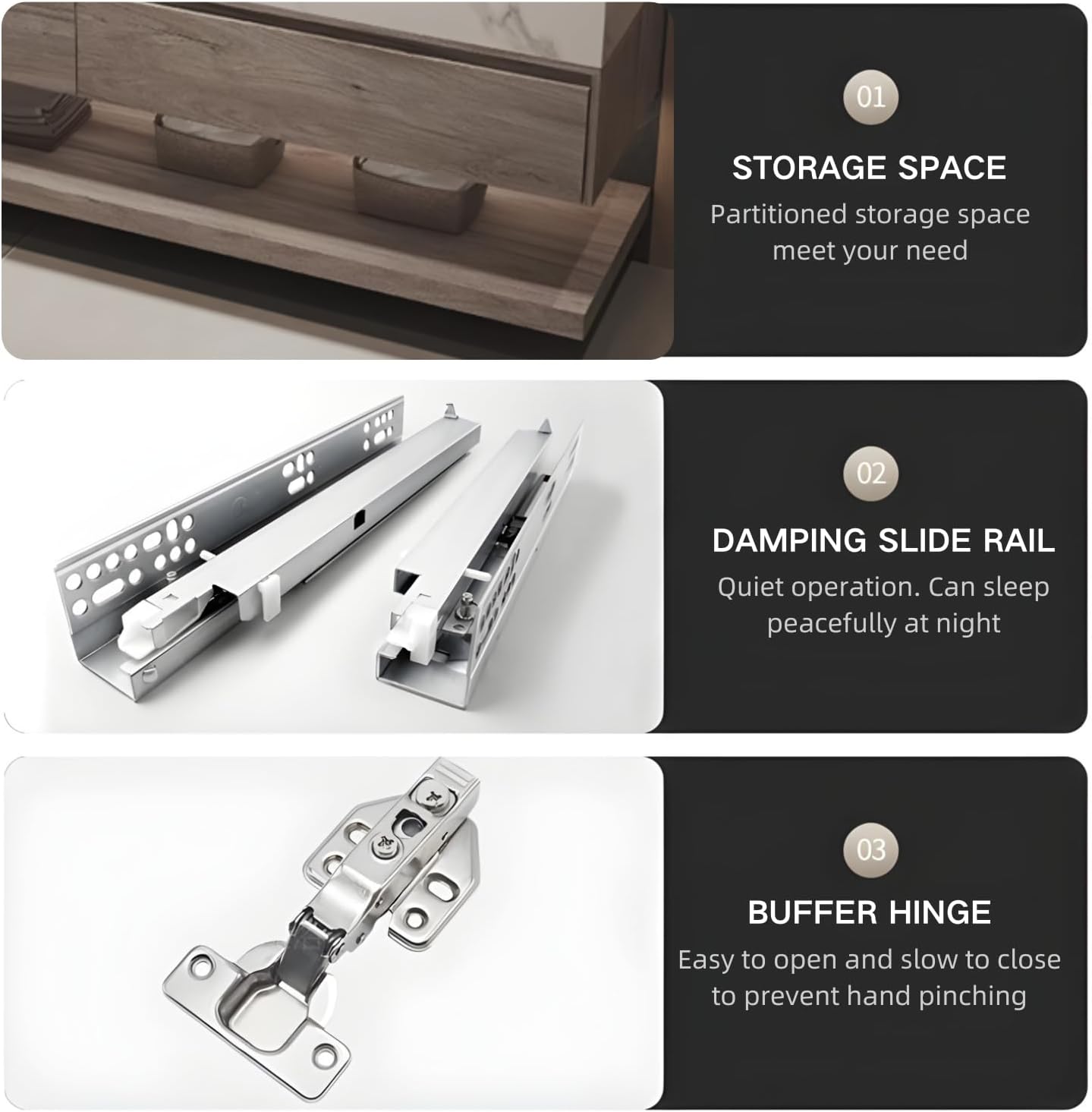 Floating Bathroom Sink Vanity 32Inch, Solid Wood Bathroom Vanities Set Includes Smart Rectangular Mirror, Slate Countertop and Integrated Sink, Modern Bathroom Cabinet with Drawers and Open Storage