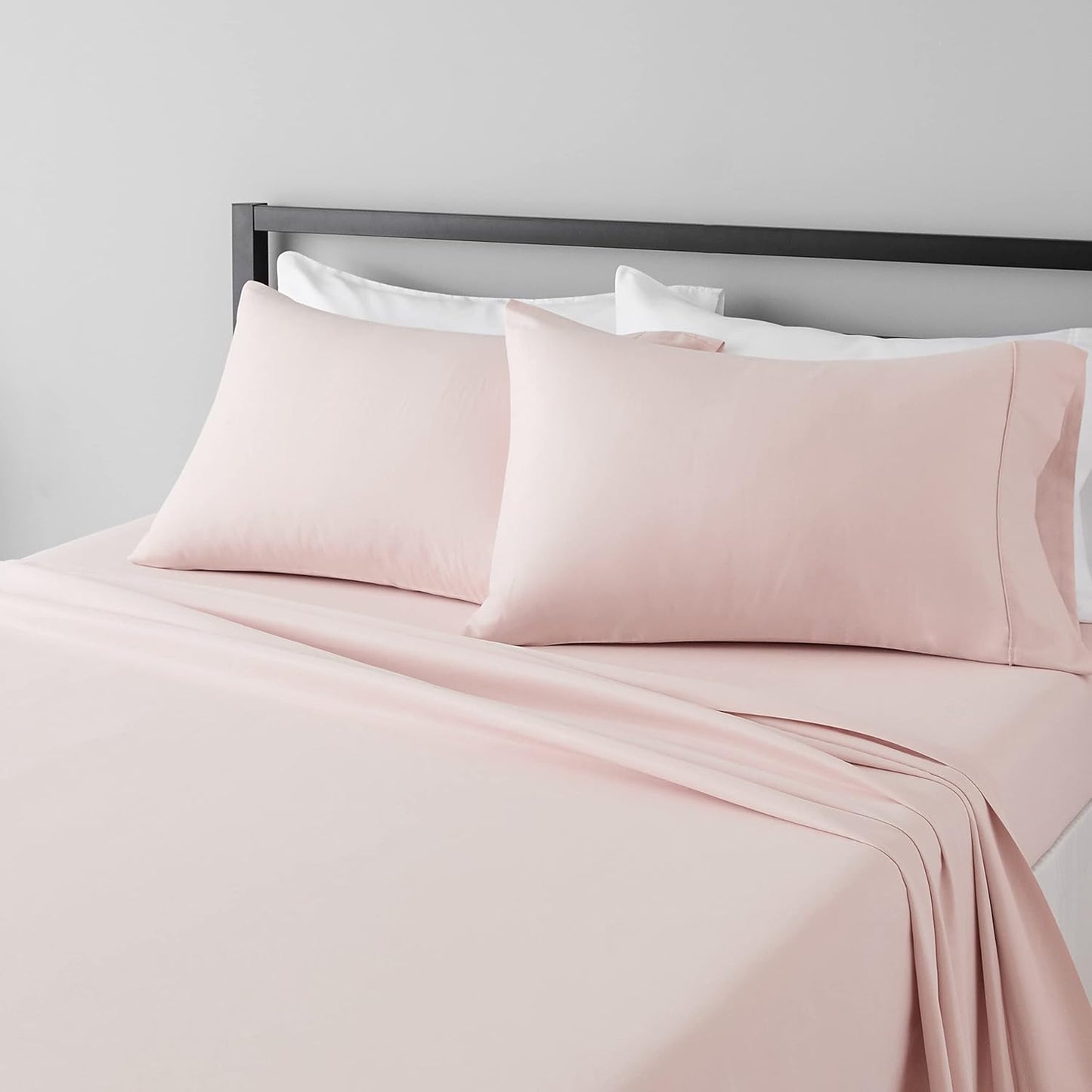 Amazon Basics Lightweight Super Soft Easy Care Breathable Microfiber 4-Piece Bed Sheet Set with 14-Inch Deep Pockets, King, Blush Pink, Solid