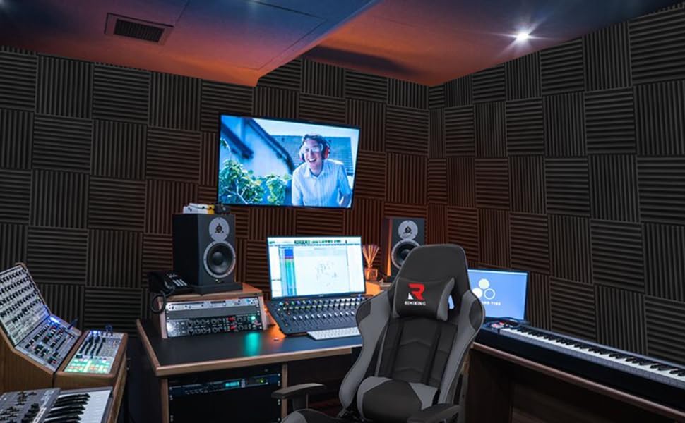 52 Pack Acoustic Panels 1 X 12 X 12 Inches - Studio Foam Wedges High Density Panel Soundproof Foam for Walls - Home Office