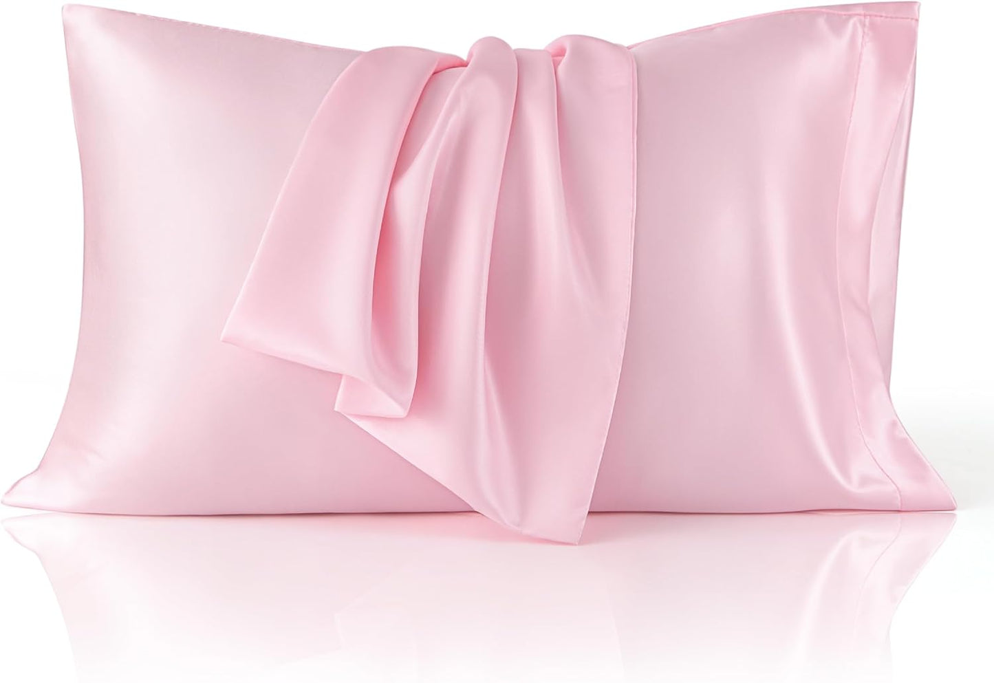 Bedsure Satin Pillowcase for Hair and Skin Queen, Similar to Silk Pillow Cases, Pillow Cases Set of 2 with Envelope Closure, Pink Christmas Room Decor Essentials for Girls, 20x30 Inches, 2pcs
