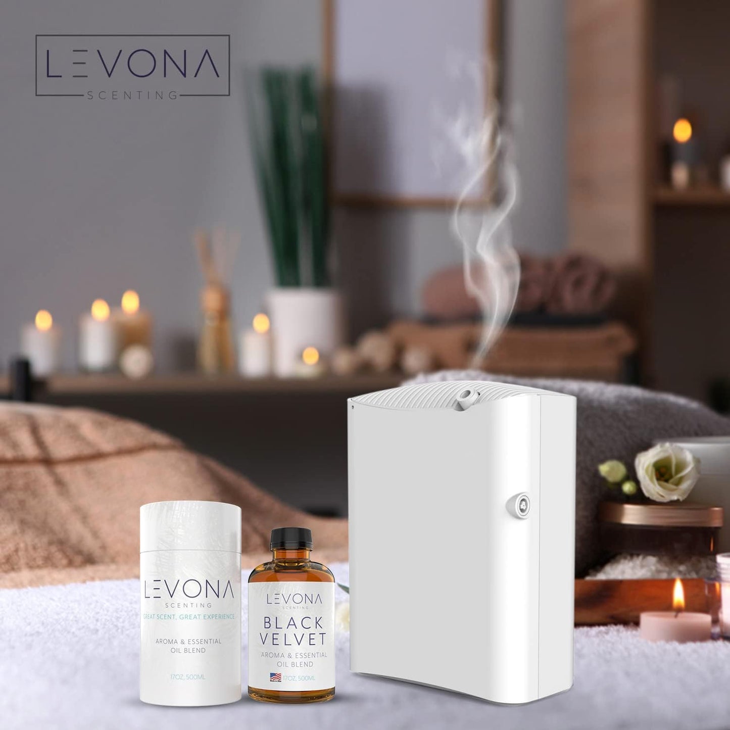 Levona Scents Oil Diffuser Essential Oils: Fragrance Oil for Diffuser - Black Velvette Diffuser Oils Scents - Woody Citrus with Herbal Floral Essential Oil Blends, Oakmoss, White Musk & Sandalwood