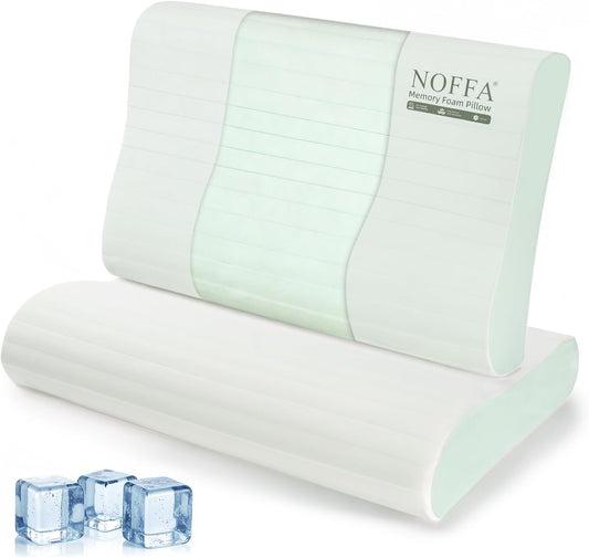 2 Pack Cervical Neck Pillow for Neck Pain Relief, Contour Memory Foam Pillows, Cooling Ergonomic Pillows for Sleeping Side, Back & Stomach Sleepers, Breathable Bed Pillows Neck Support, Medium Soft