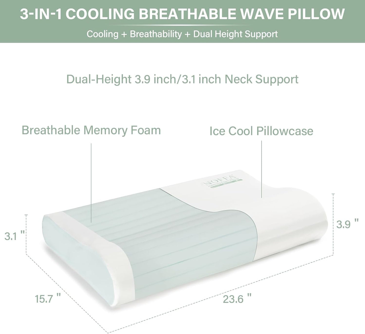 Cervical Neck Pillow for Neck Pain Relief, Contour Memory Foam Pillows, Cooling Ergonomic Pillows for Sleeping Side, Back & Stomach Sleepers, Breathable Bed Pillows Neck Support, Medium Soft
